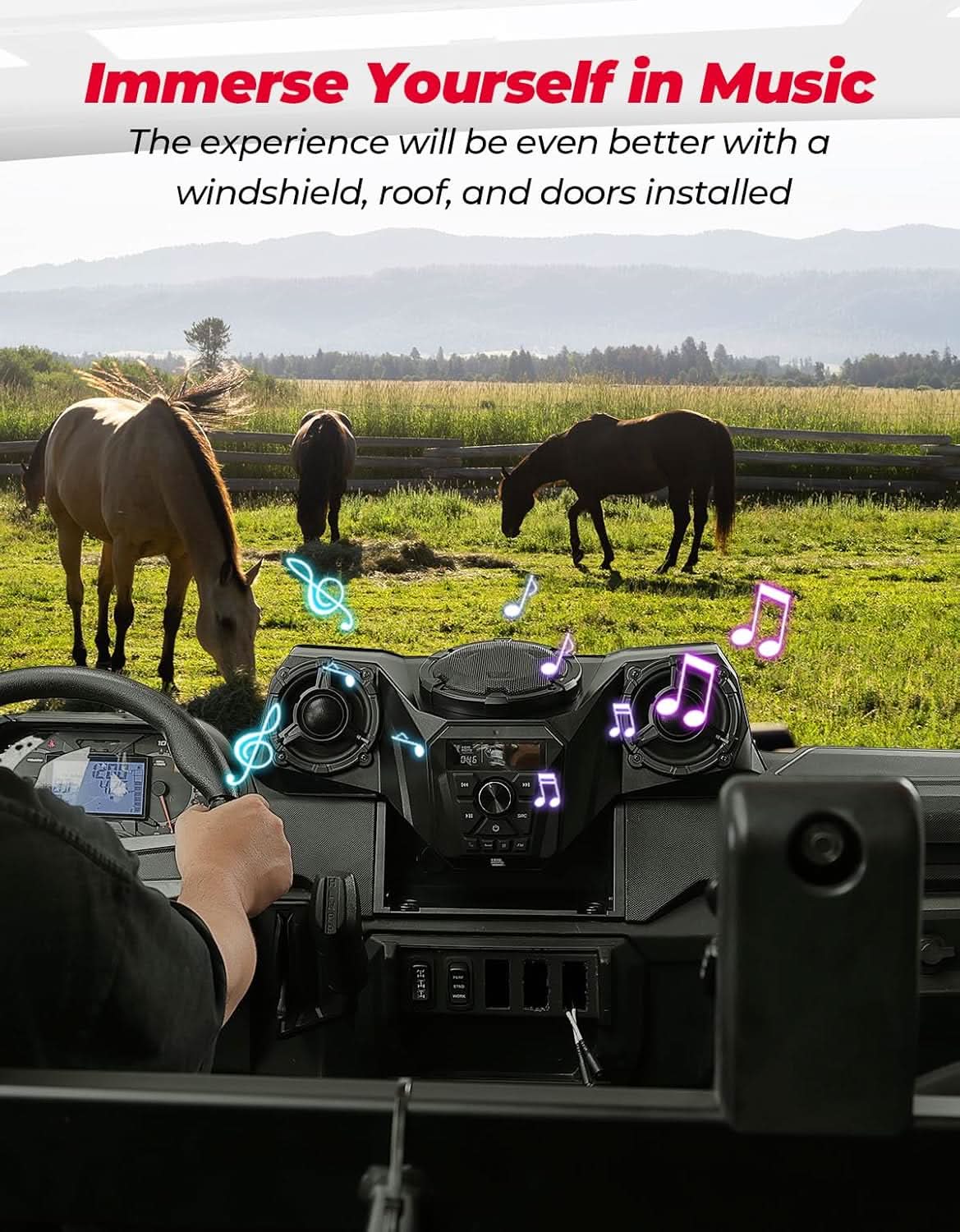 KEMIMOTO Kit Audio UTV 3 Altoparlanti per Ranger 1000