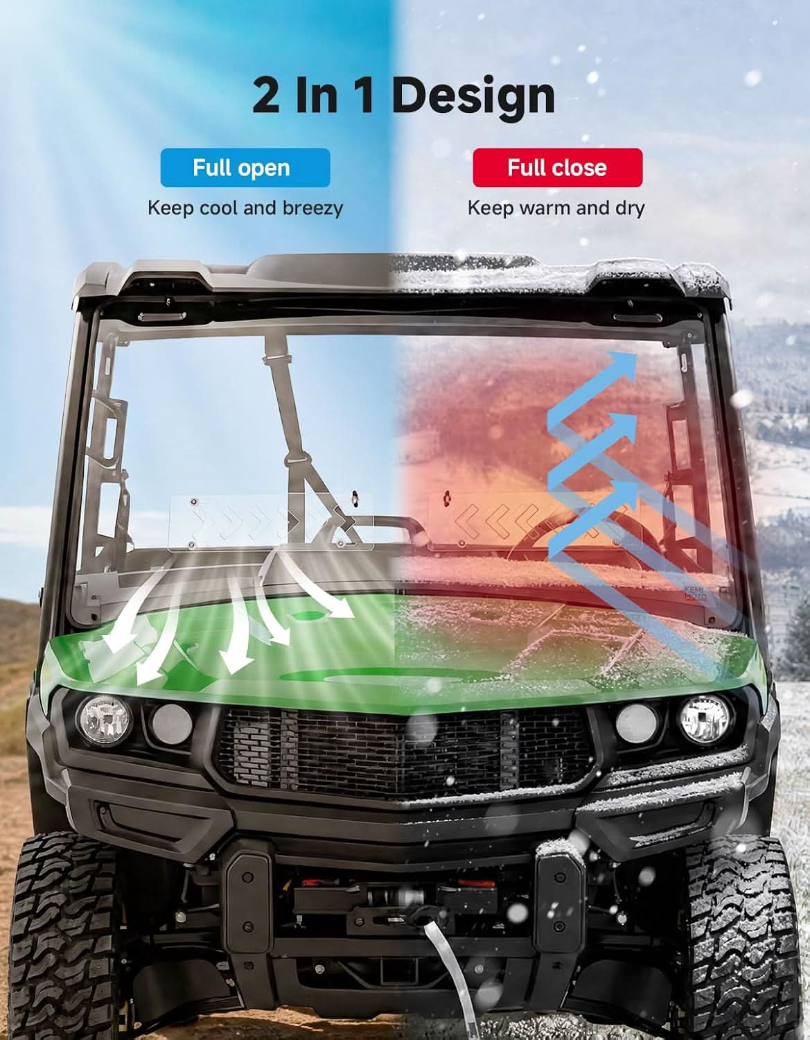 KEMIMOTO Gator XUV parabrezza ventilato policarbonato