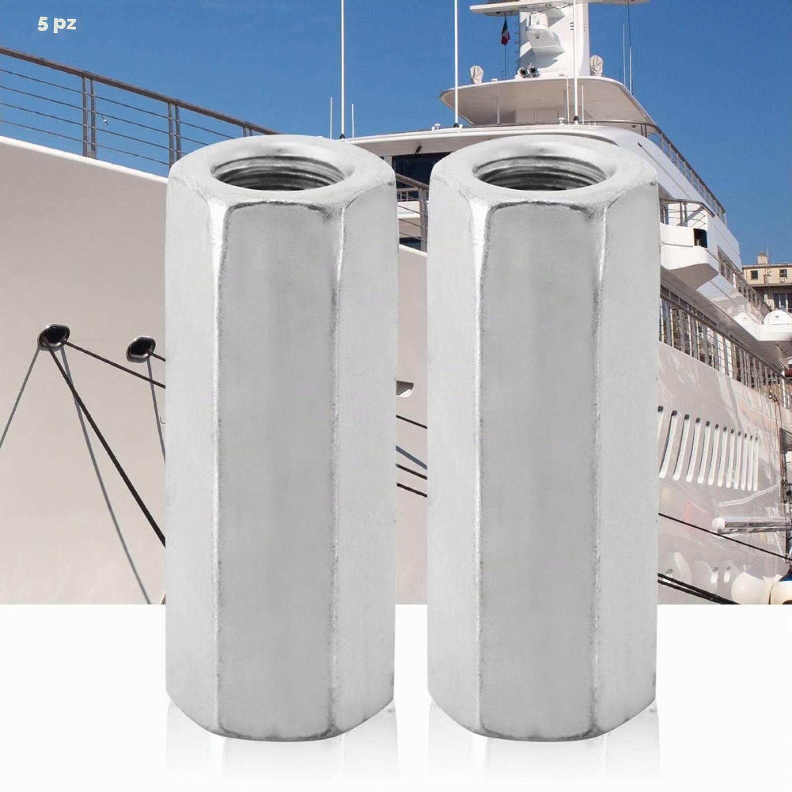Kuuleyn M12x50 Dado Esagonale Lungo 5 Pezzi Acciaio Zincato