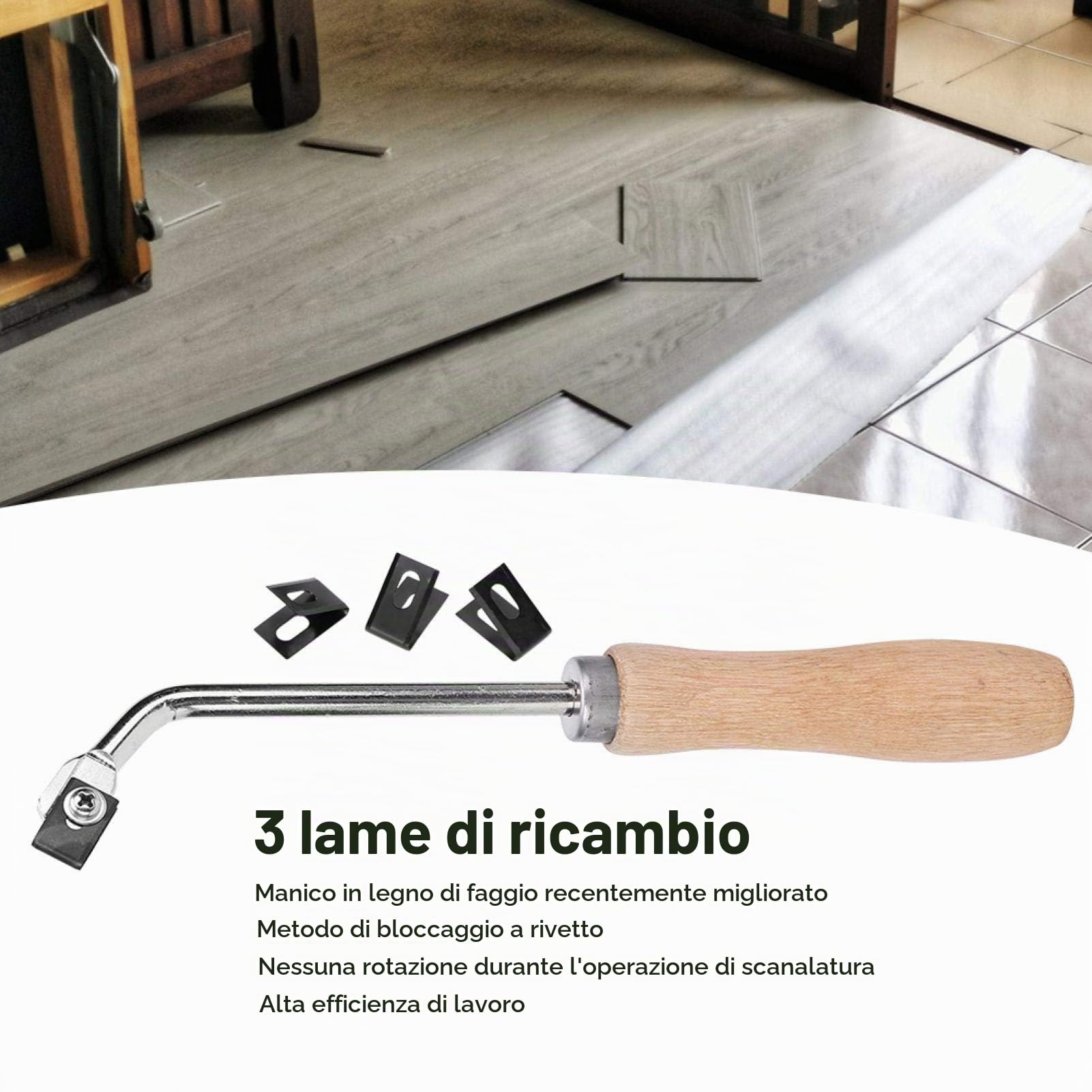 Kuuleyn sgorbia scanalatura pavimenti PVC 3 lame faggio