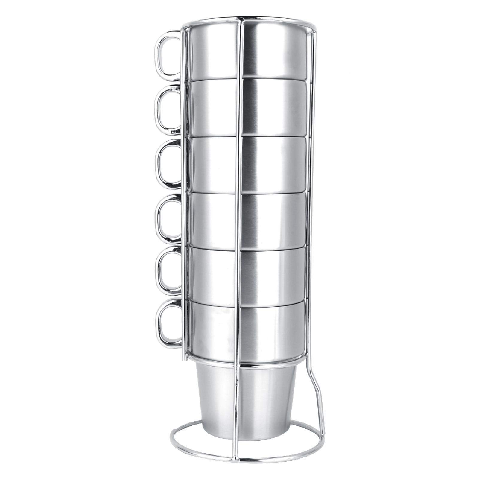 Kuuleyn Set 6 Tazze Acciaio Inox 300 ml Campeggio