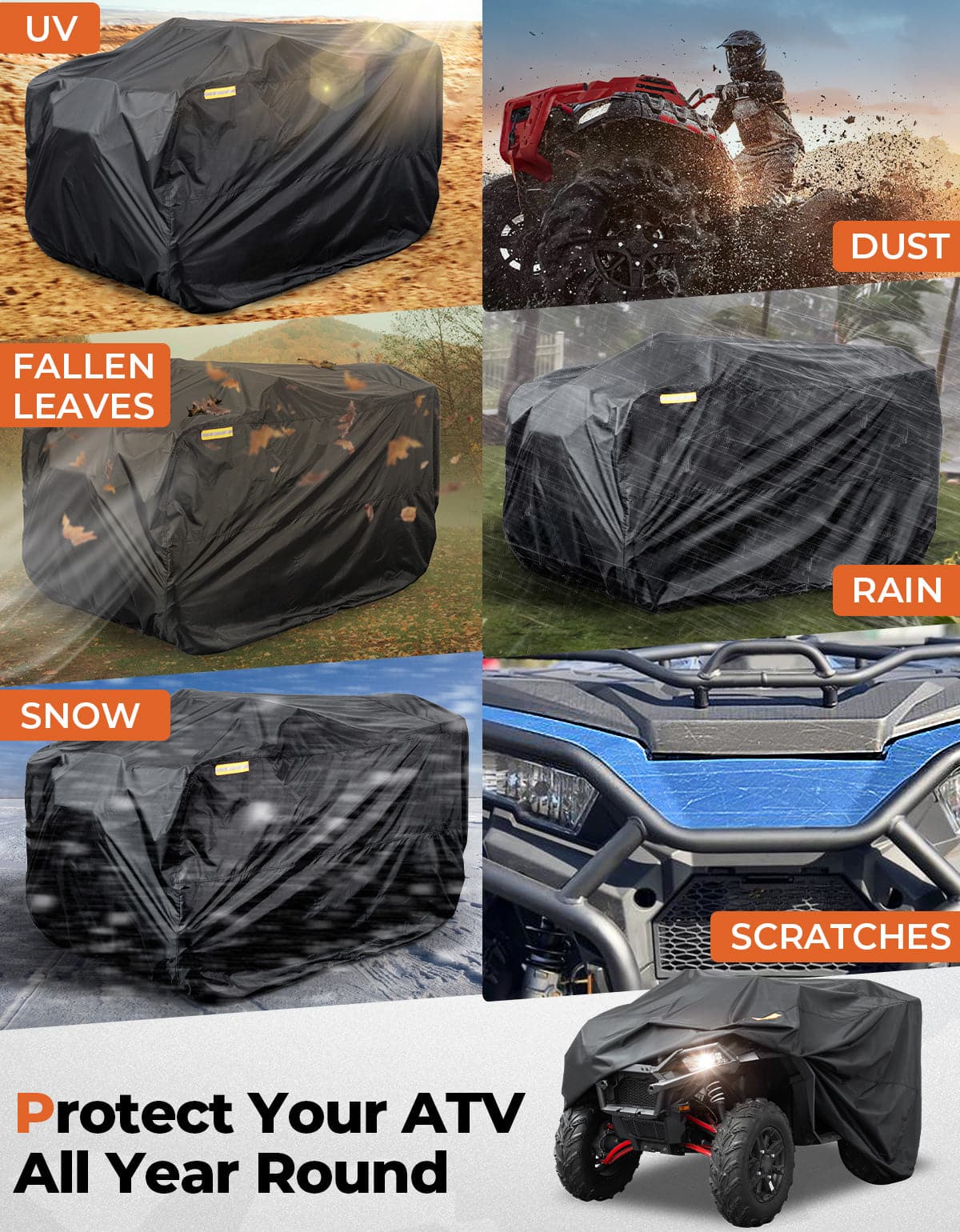 KEMIMOTO 2407 Telo Copri Quad ATV Impermeabile 300D