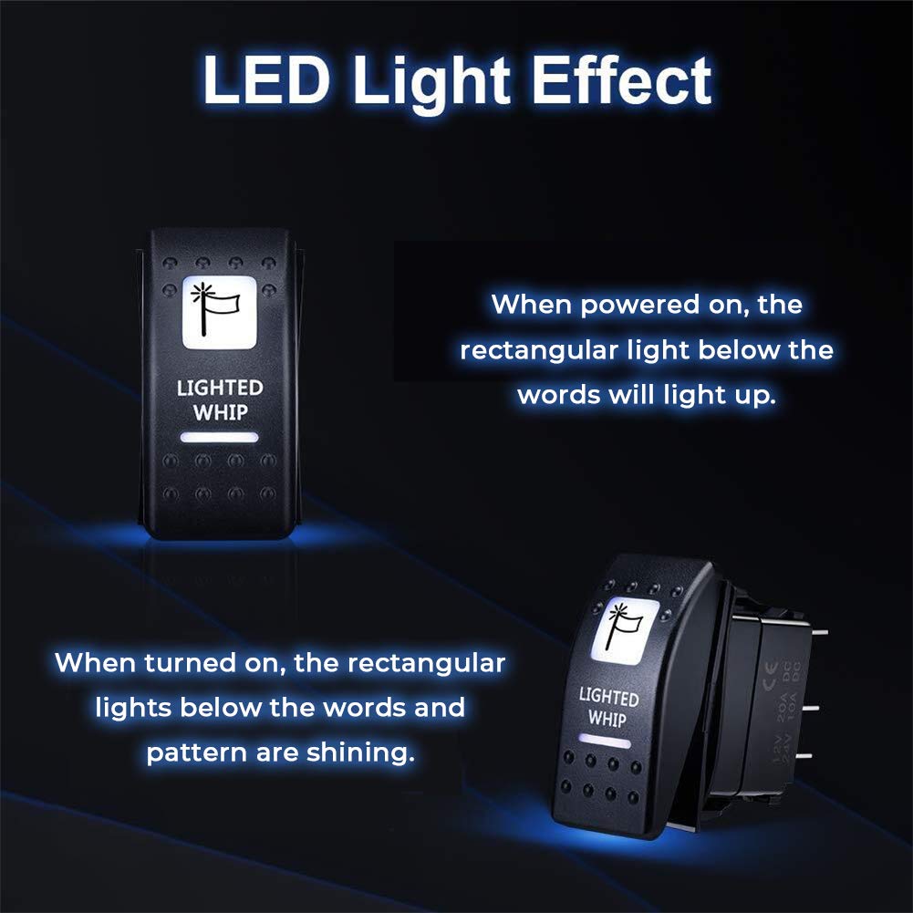 KEMIMOTO Interruttore bilanciere 12V LED per whip light IP66