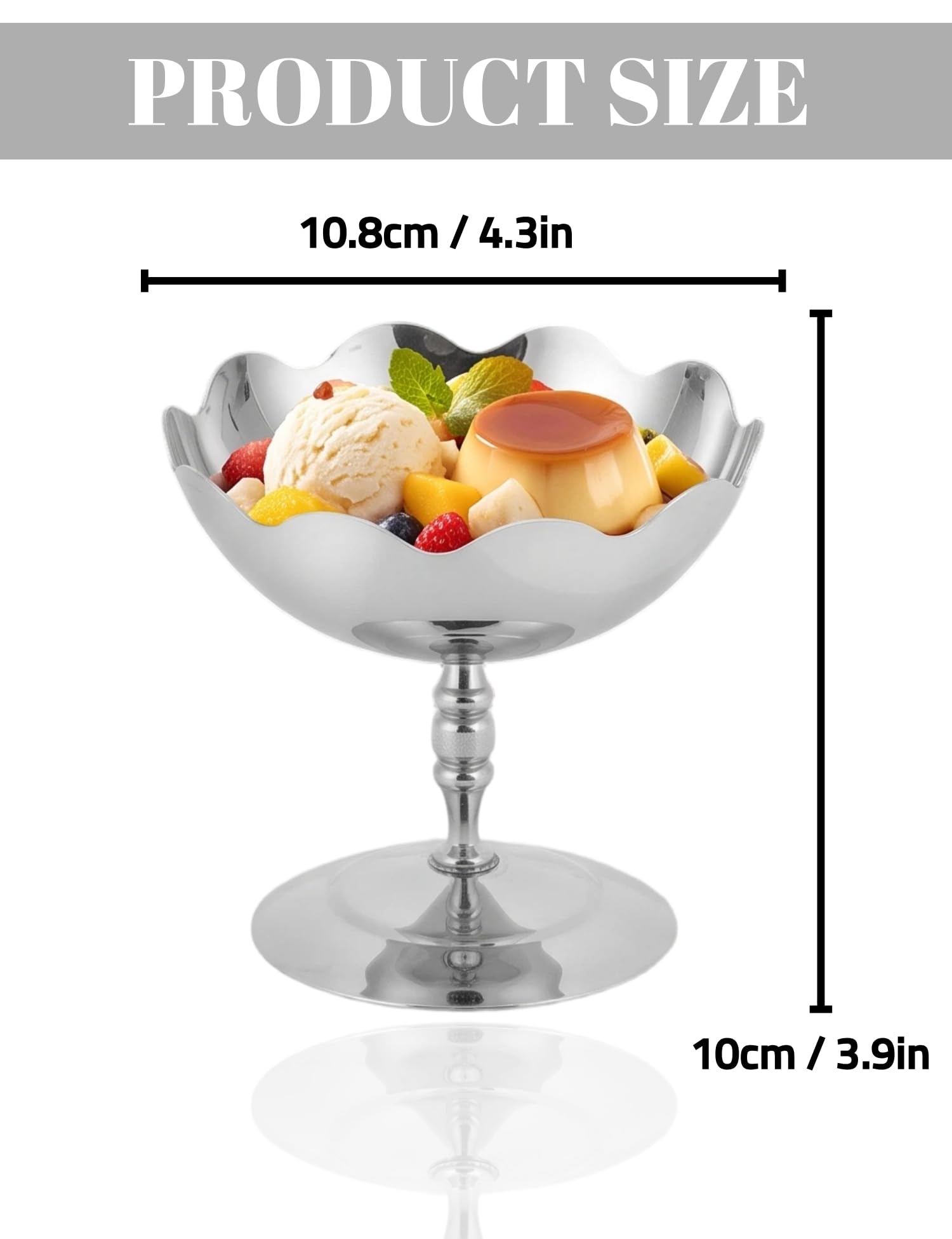 Hapivida coppa dessert acciaio inox con base set 2 pezzi gelato