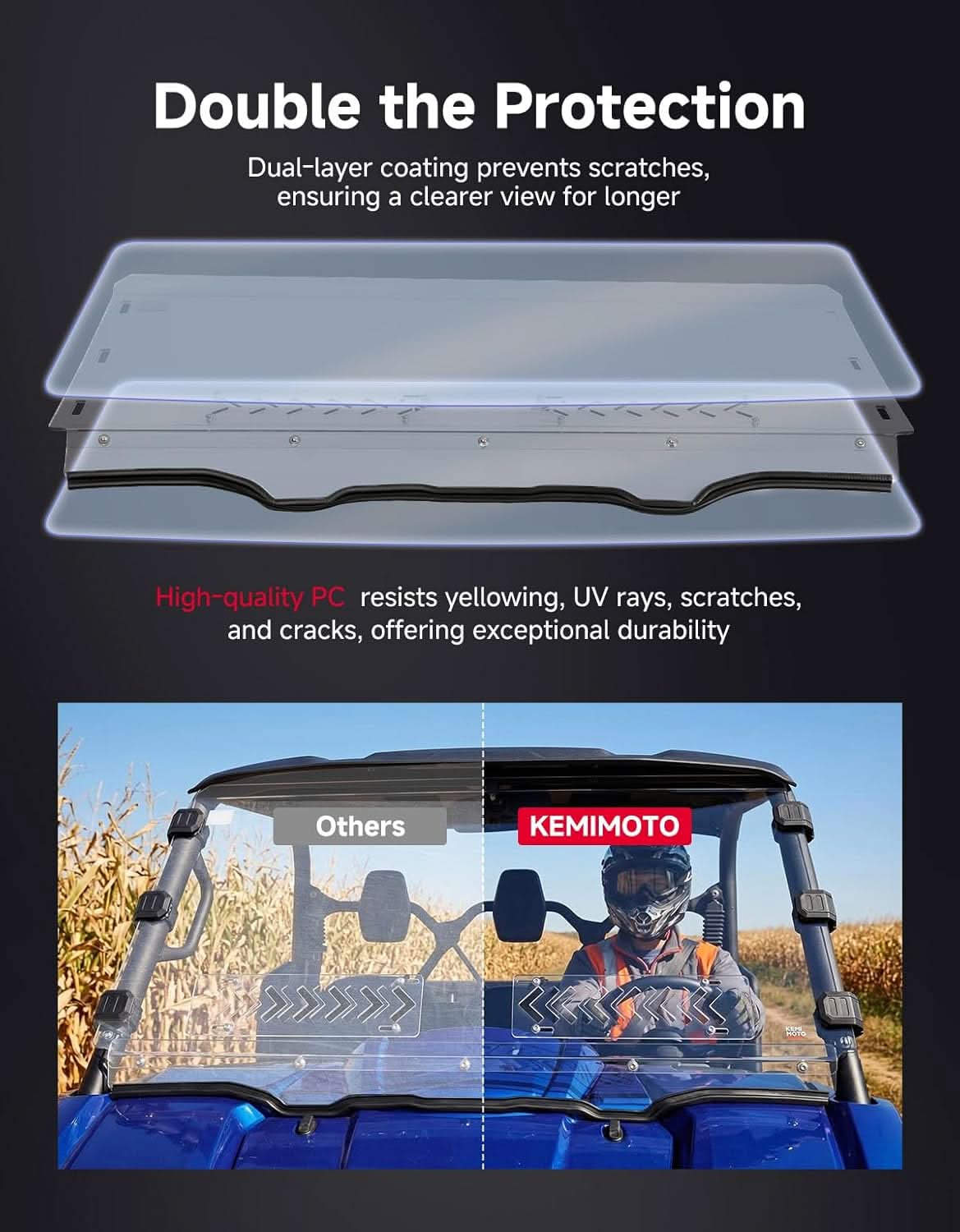KEMIMOTO parabrezza scorrevole Yamaha Viking PC ventilato