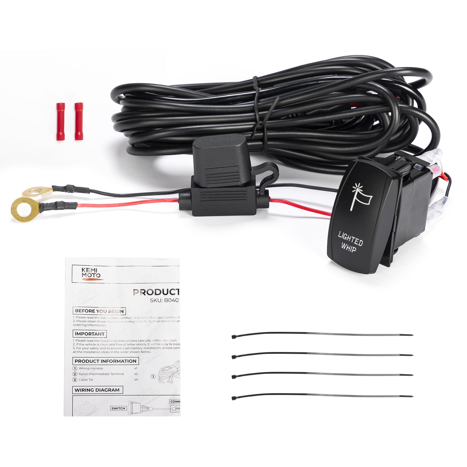 KEMIMOTO 2502 interruttore a bilanciere 12V con cablaggio