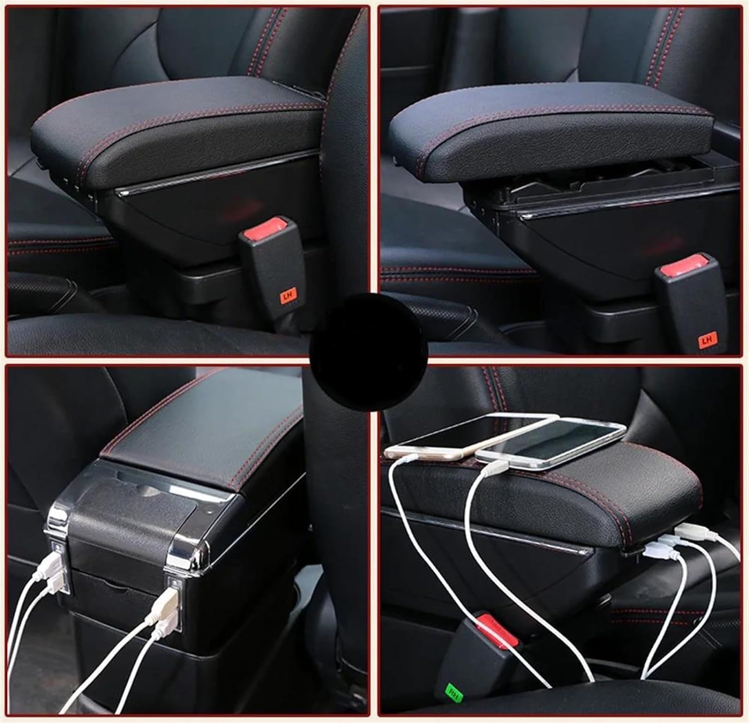 Kuuleyn bracciolo auto universale nero con USB