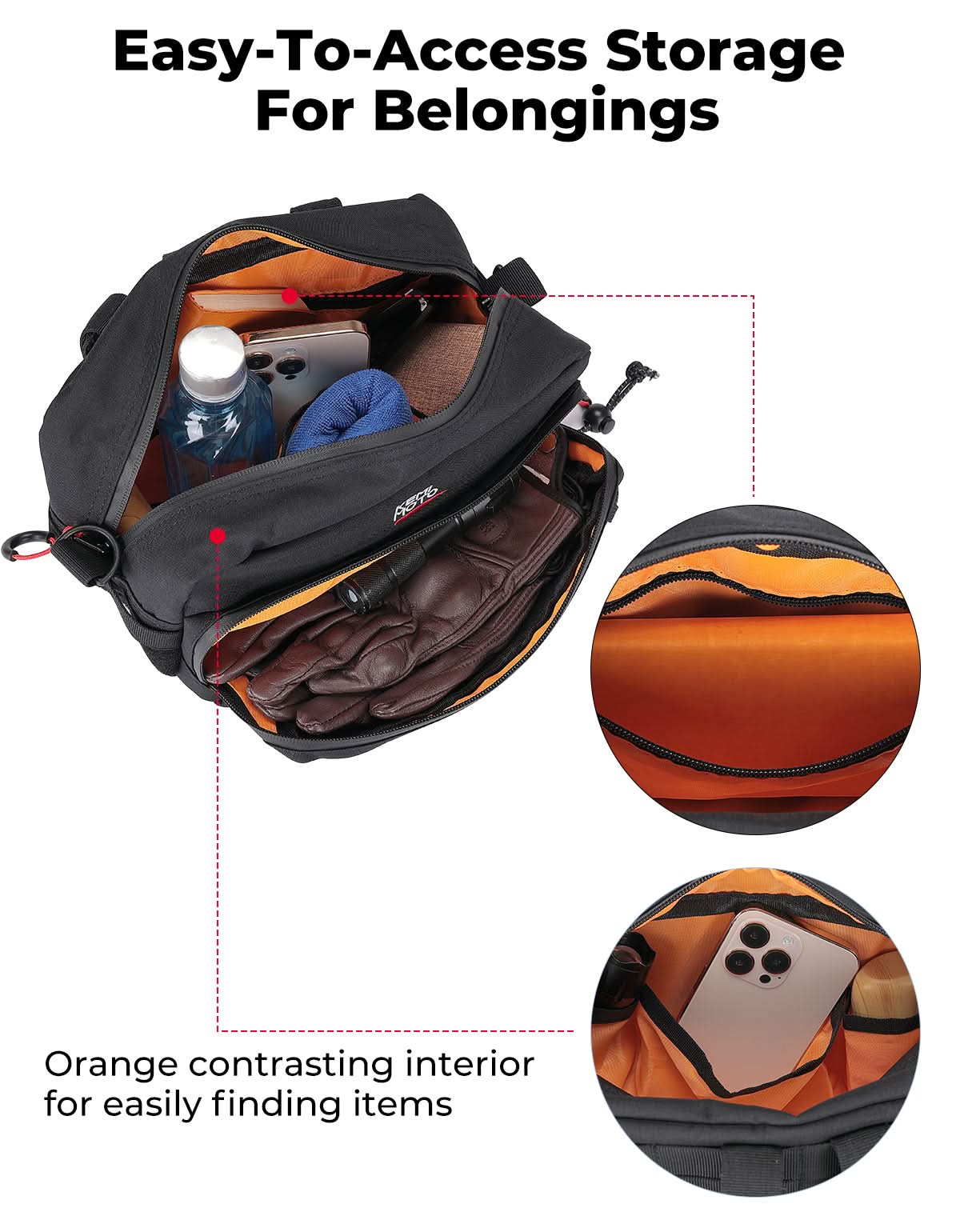 KEMIMOTO borsa manubrio moto universale con tasca occhiali