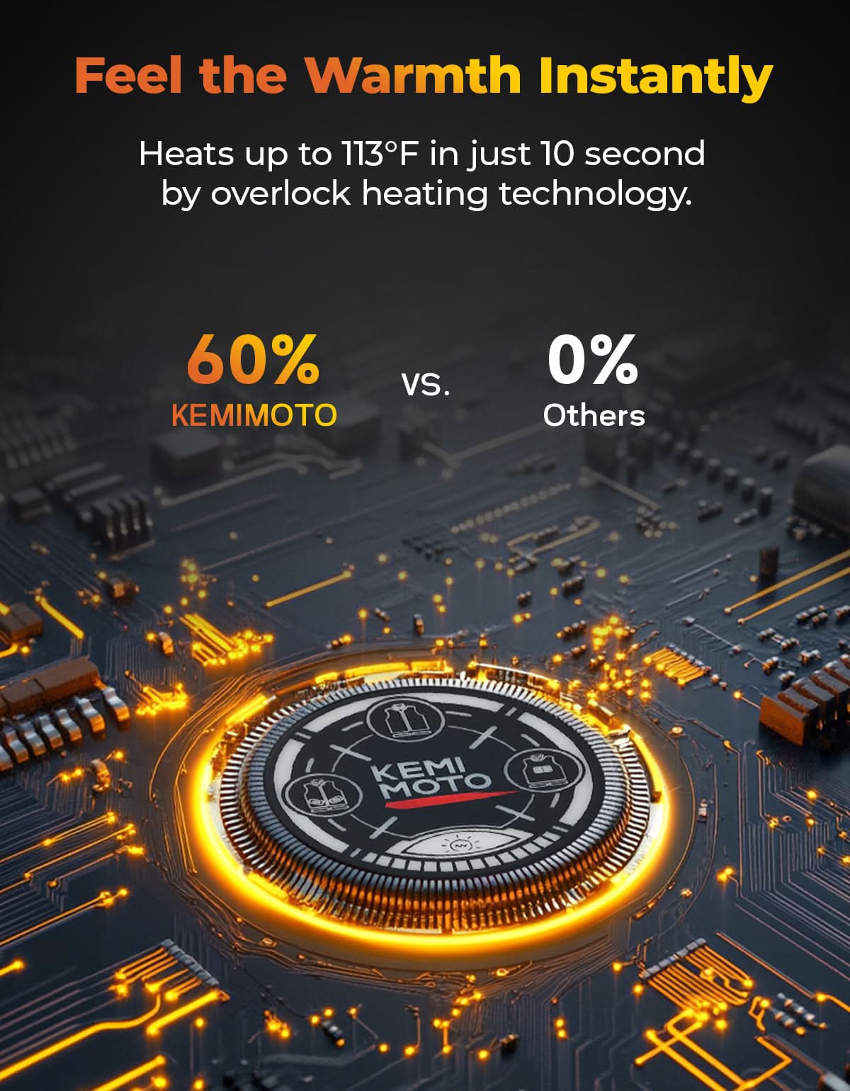 Kemimoto Gilet Riscaldato Grigio con Batteria 5 Zone