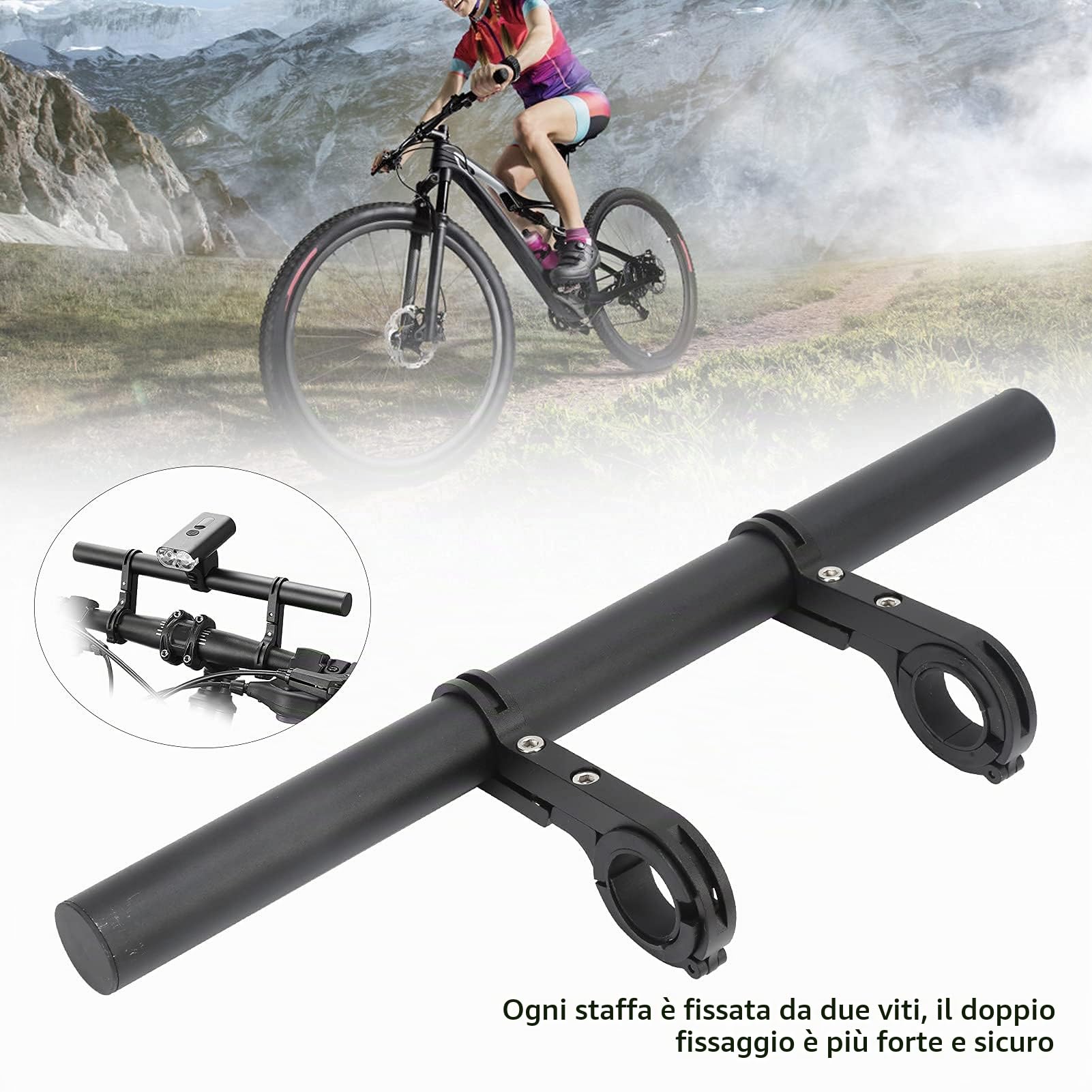 Hapivida Estensione Manubrio Bici 30 cm Alluminio Doppia