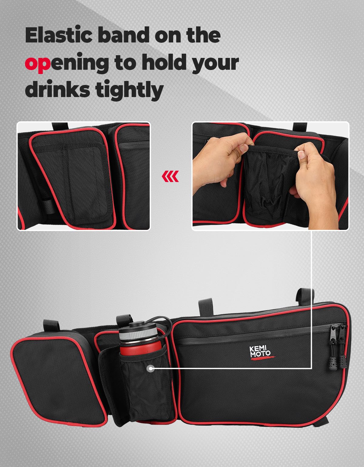 Kemimoto borse portiera Maverick X3 rosse con ginocchiere