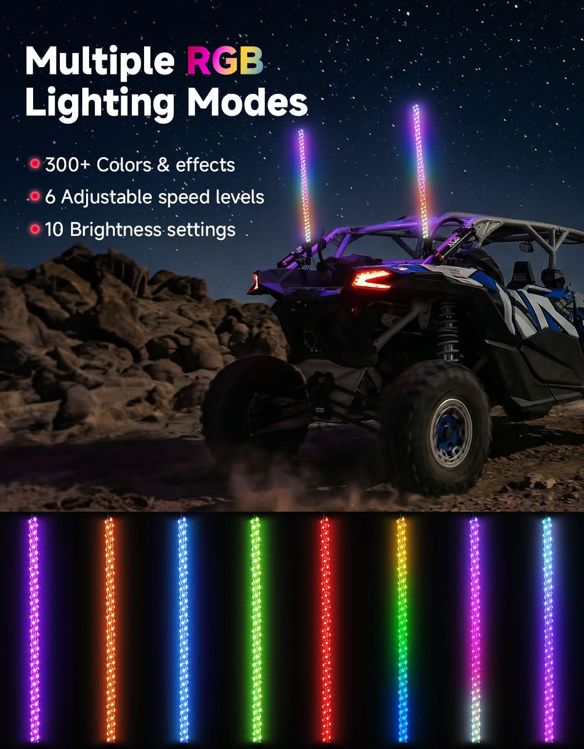 KEMIMOTO UTV fruste LED RGB 3FT 2 pezzi 12V