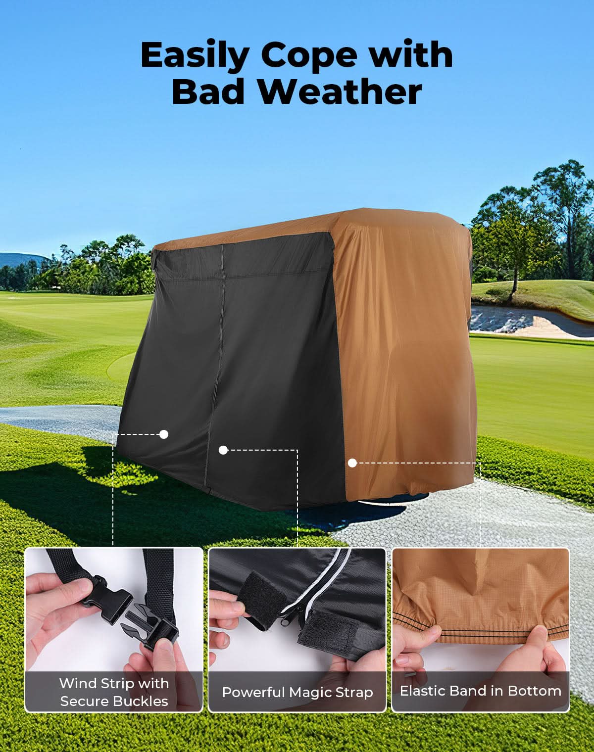 KEMIMOTO Telo Golf Cart 2-4 Posti 600D Impermeabile con Borsa