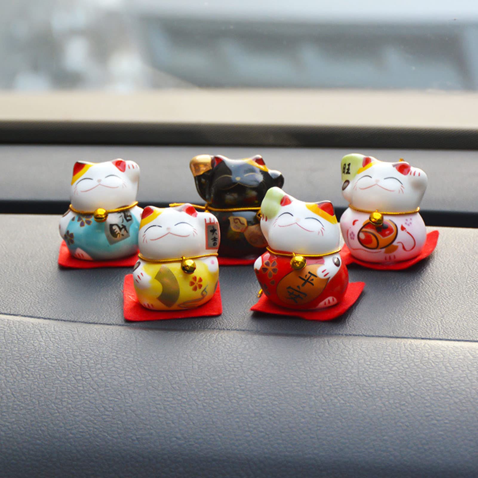 Kuuleyn Maneki Neko Mini gatti portafortuna ceramica 5 pezzi