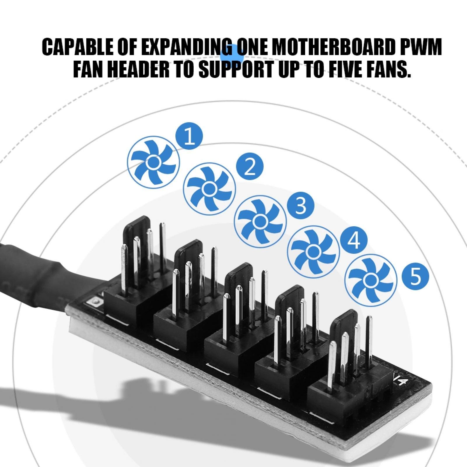 Kuuleyn Hub Splitter Ventola PWM 4 Pin 1 a 5 Porte