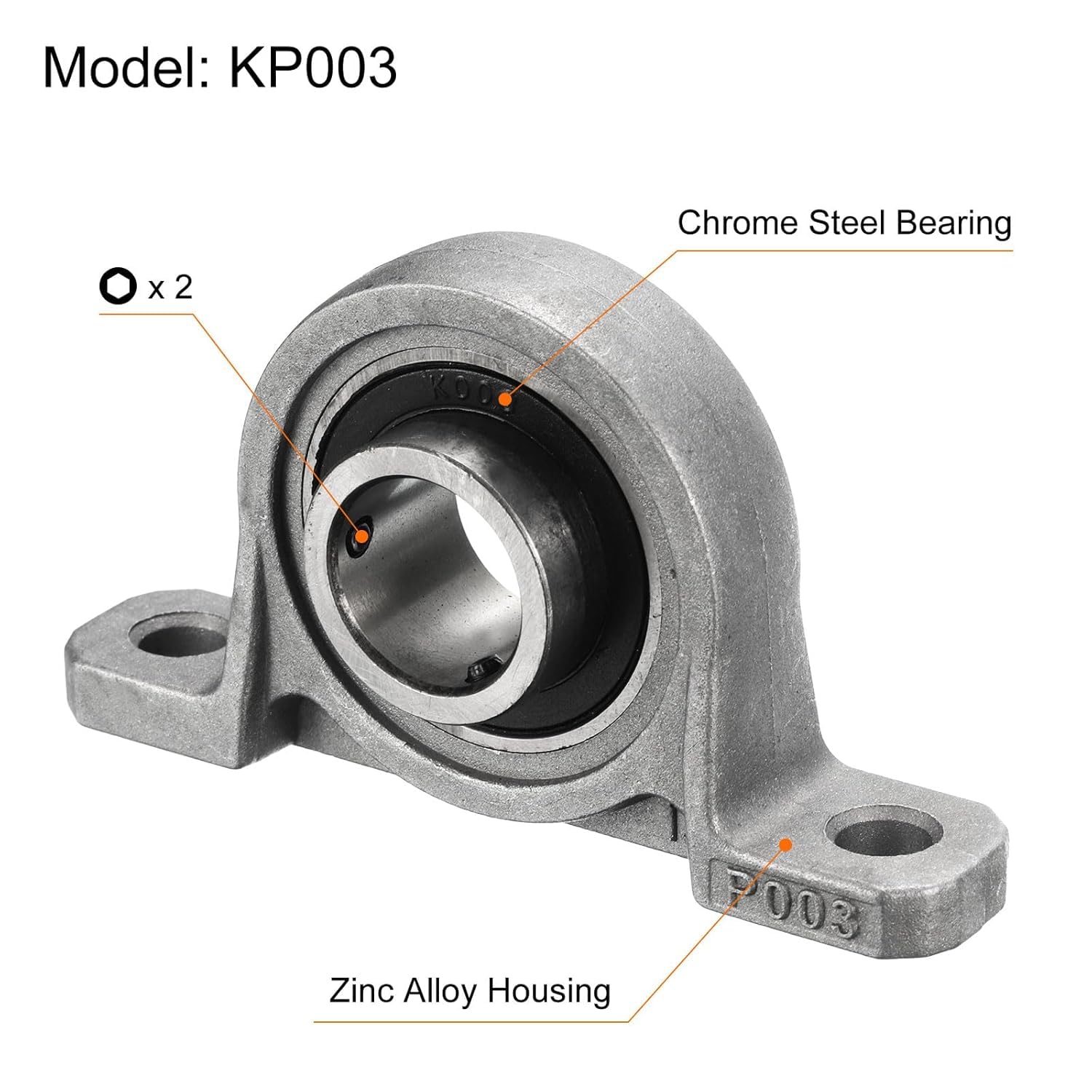 Kuuleyn KP003 cuscinetto con supporto 17 mm lega zinco