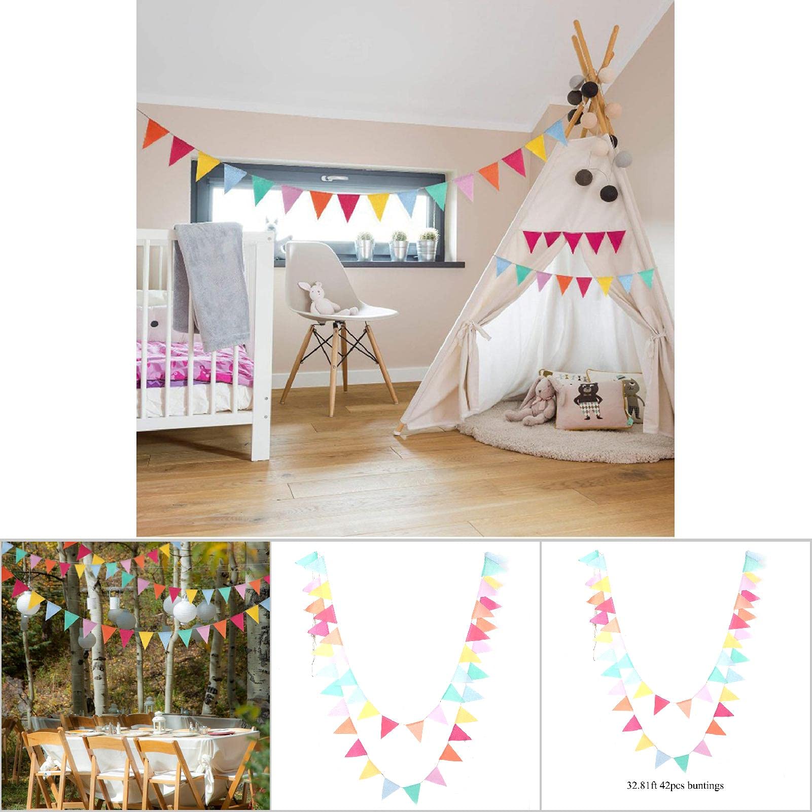 Hapivida Ghirlanda Bandierine Triangolari Cotone Multicolore