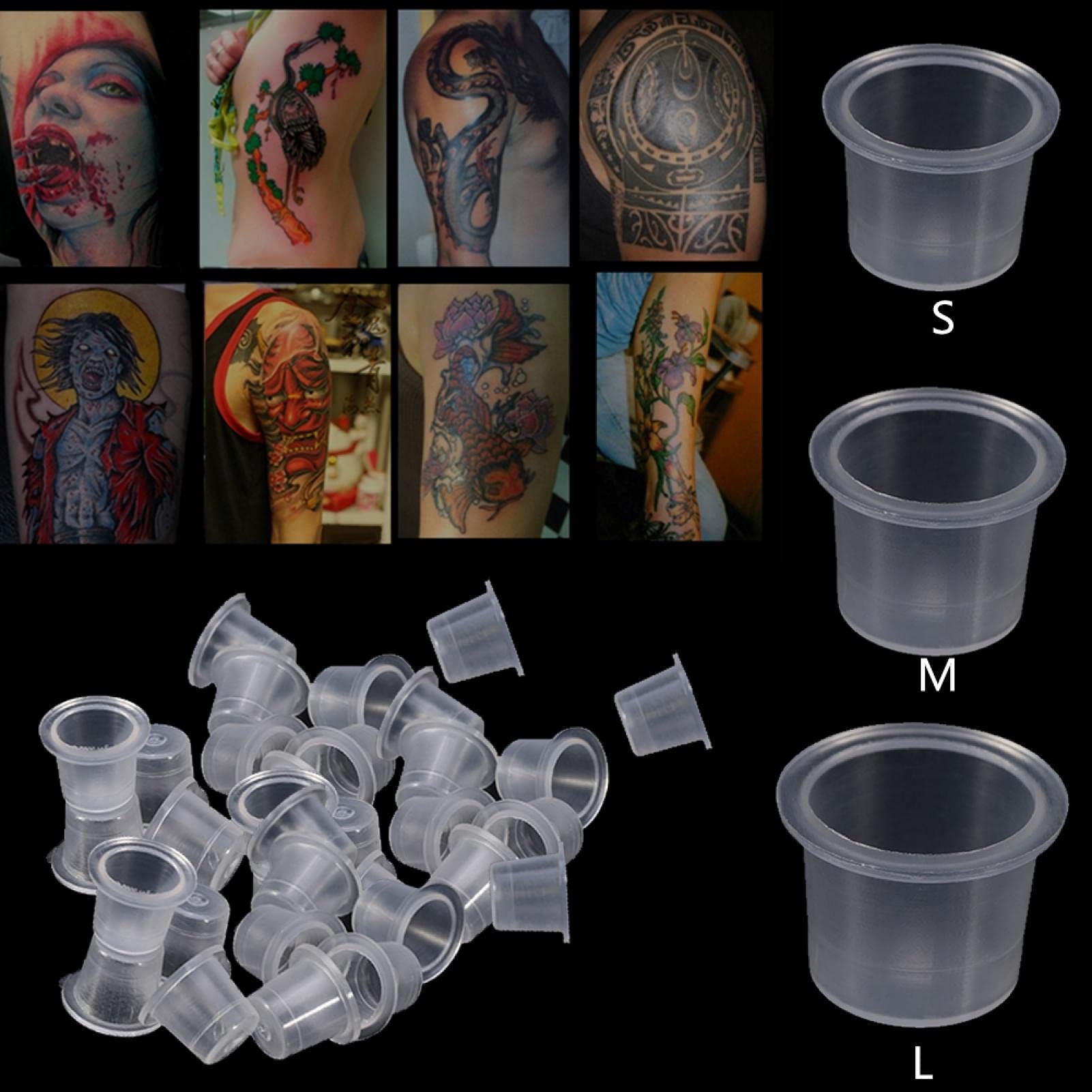 Kuuleyn Bicchierini Inchiostro Tatuaggio L 1000 Pezzi Plastica Bianca