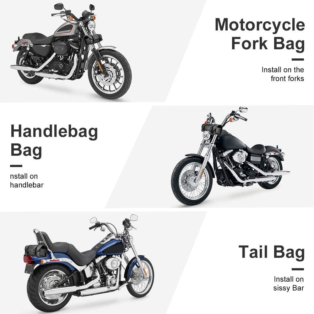 Kemimoto F1801-00401BK borsa forcella moto pelle PU nera