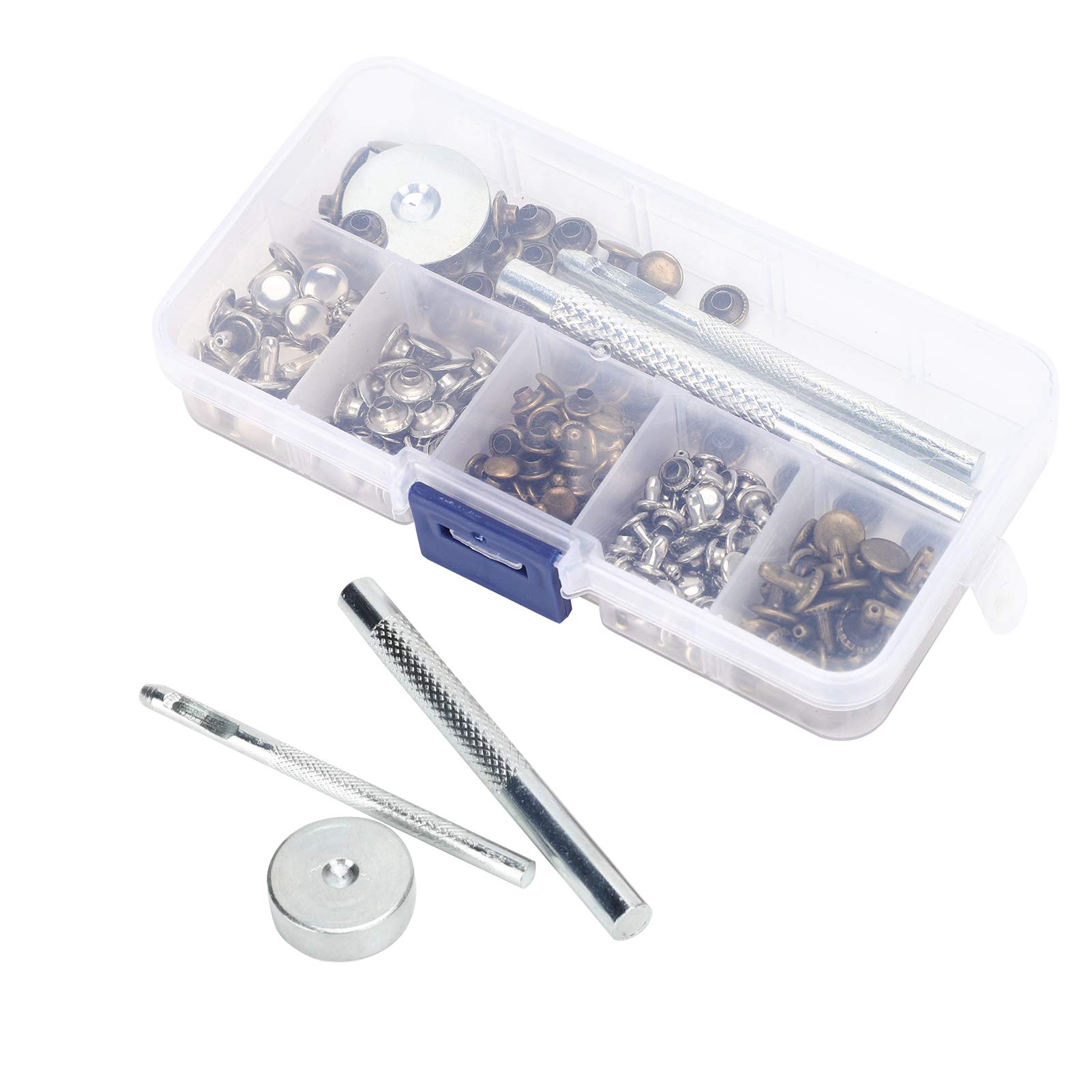 Kuuleyn Kit Rivetti Pelle 120 Pezzi 6/8mm Doppia Calotta