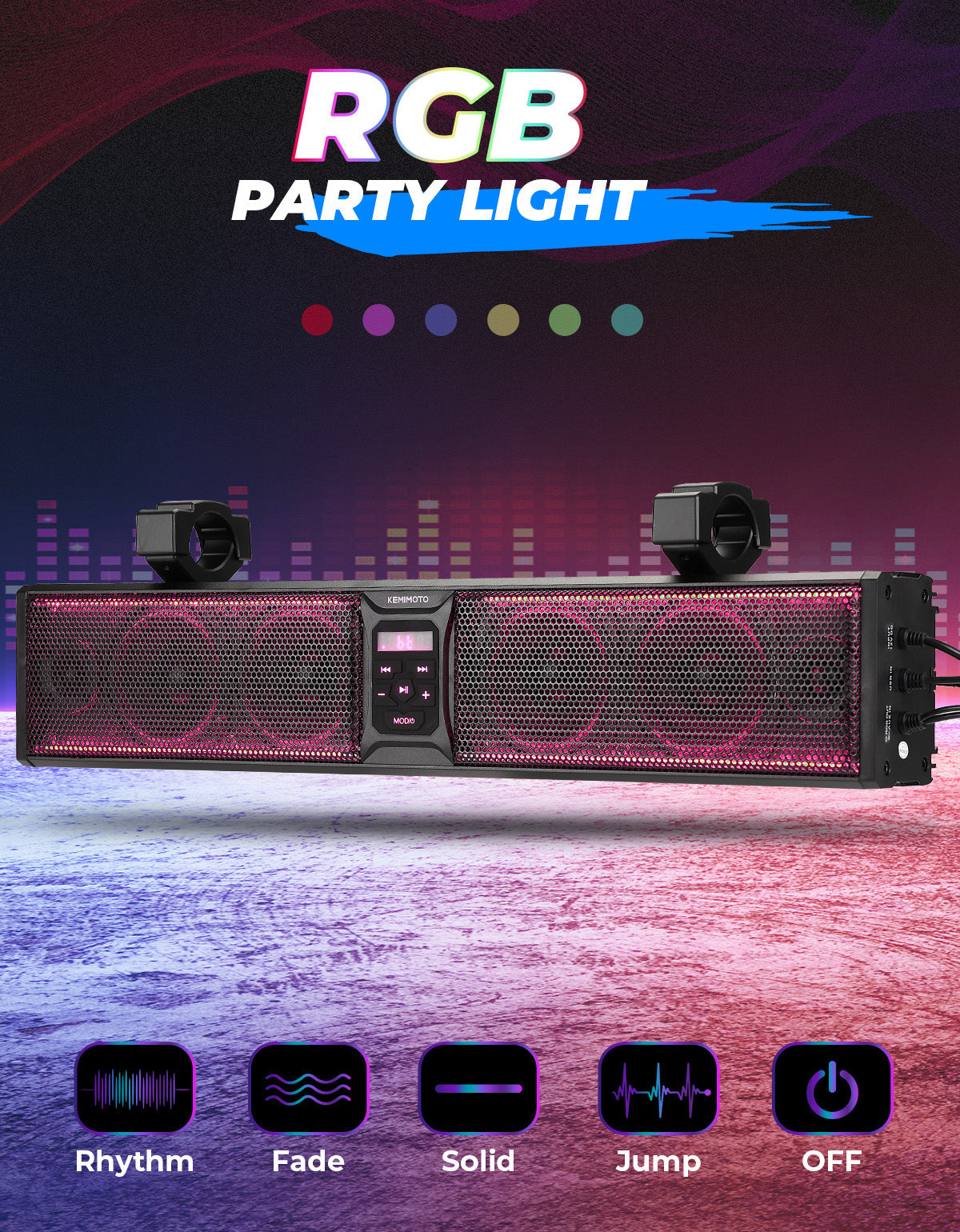 KEMIMOTO Soundbar Nautica 26" Bluetooth RGB 500W IP65