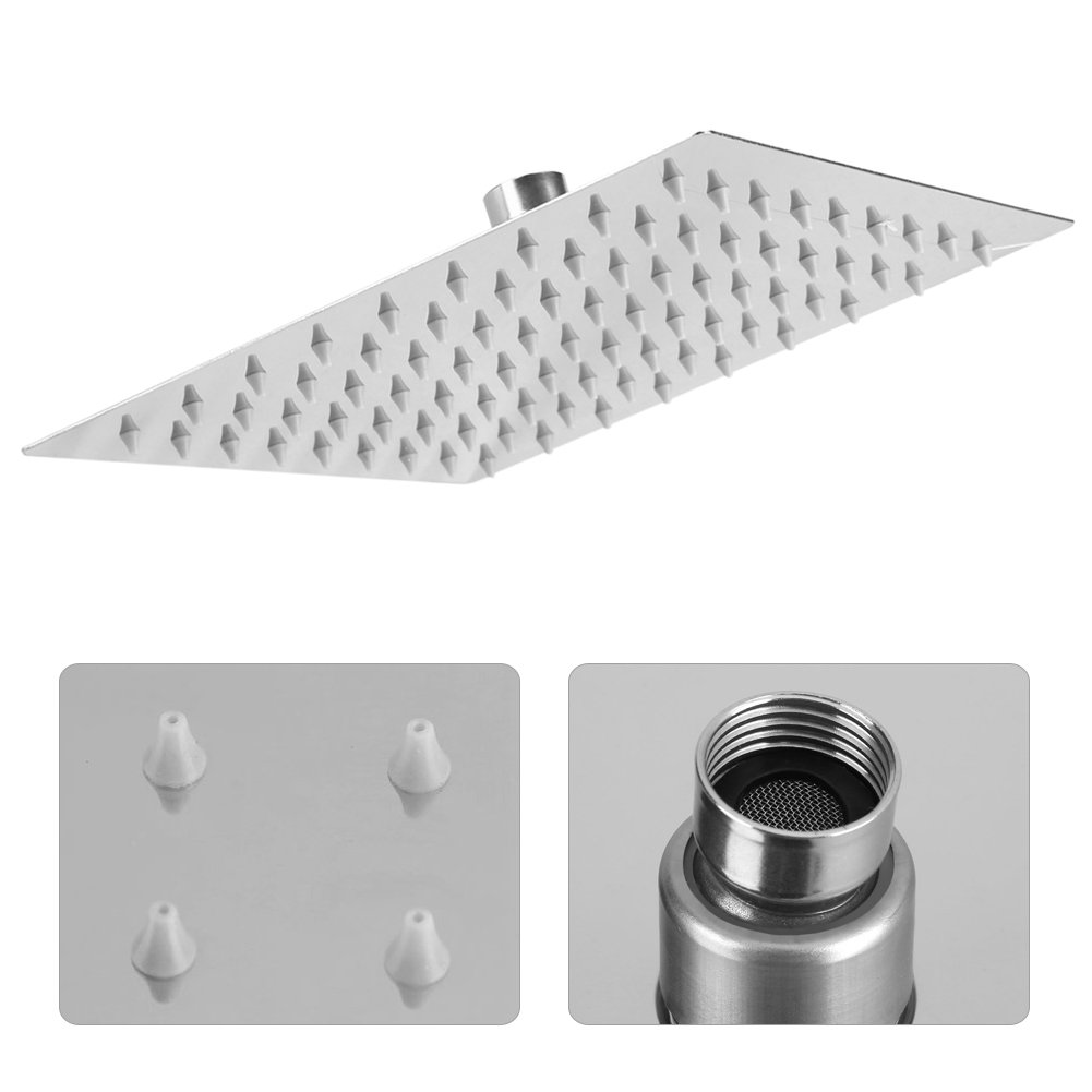 Kuuleyn Soffione Doccia Quadrato Acciaio Inox Ugelli Silicone