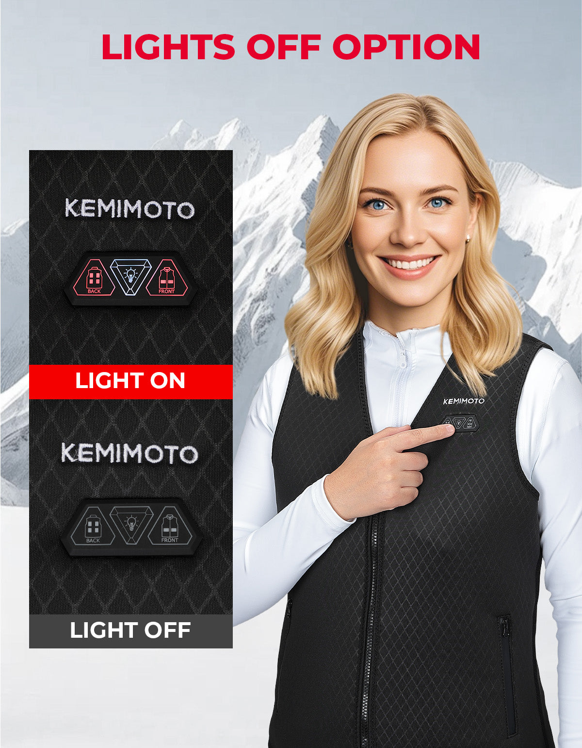 KEMIMOTO gilet riscaldato donna 6 zone velluto