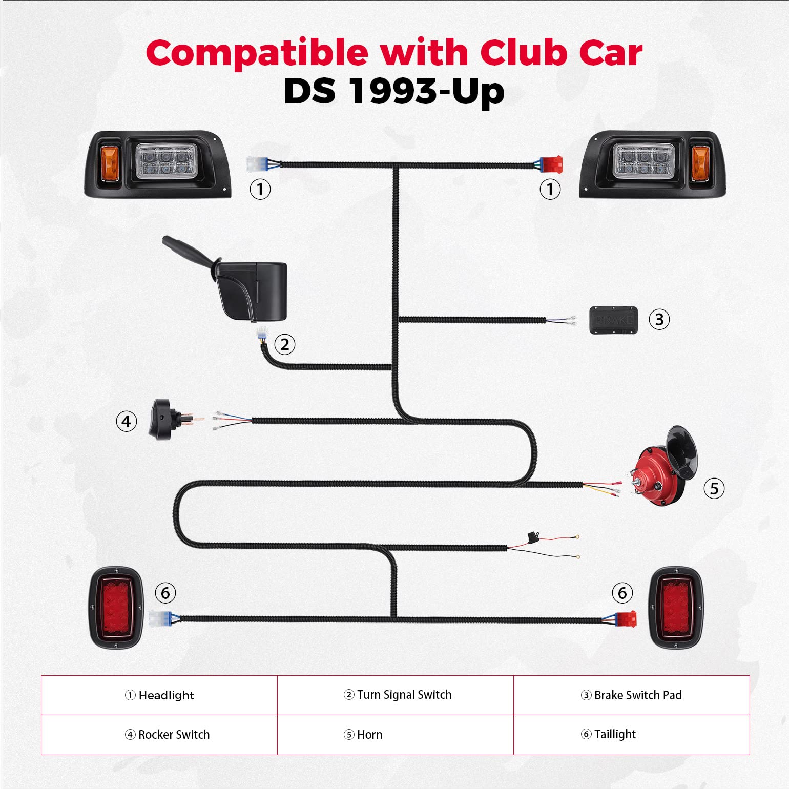 KEMIMOTO B1406-03601BK kit luci LED 12V Club Car DS uso stradale