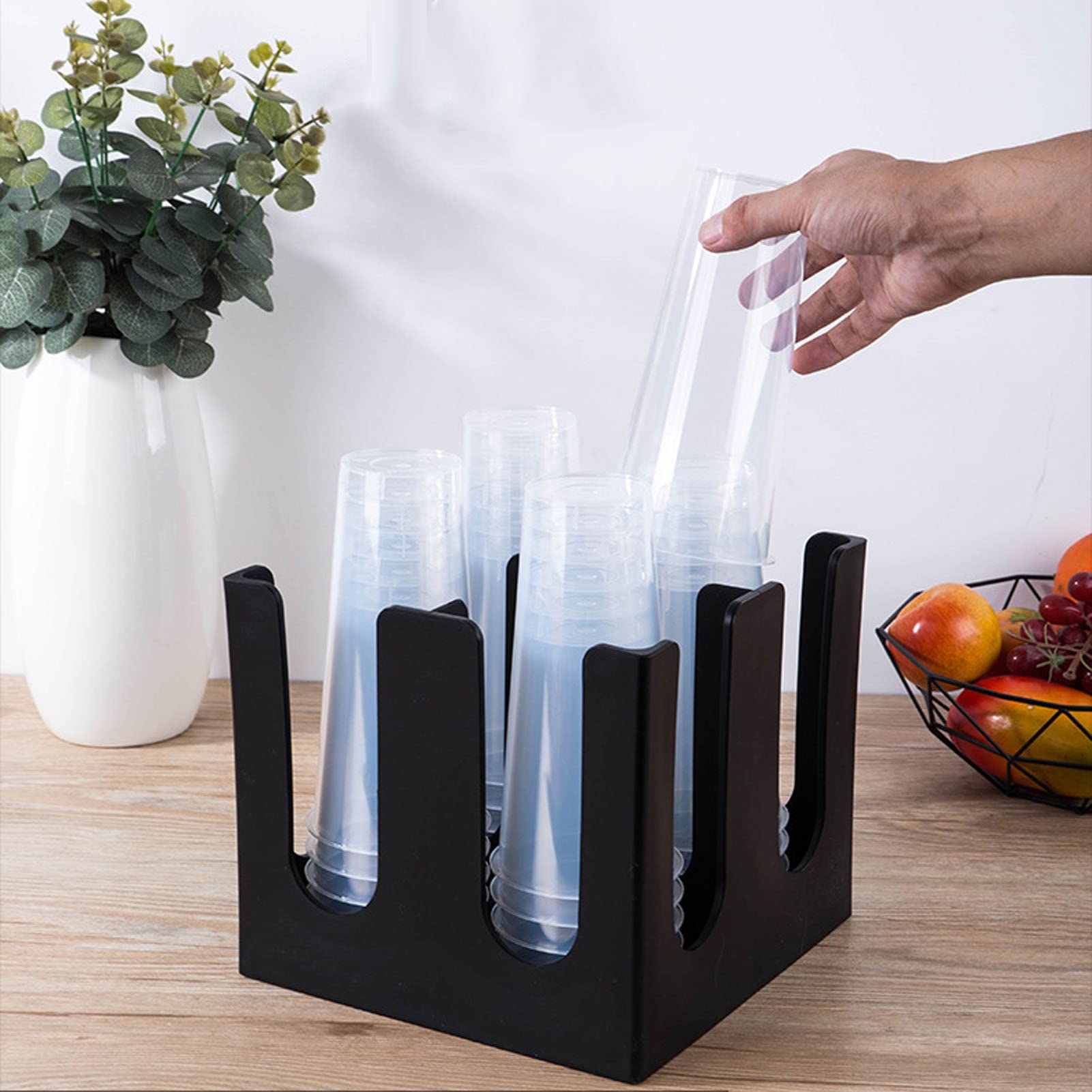 Kuuleyn dispenser bicchieri carta nero 2 scomparti plastica