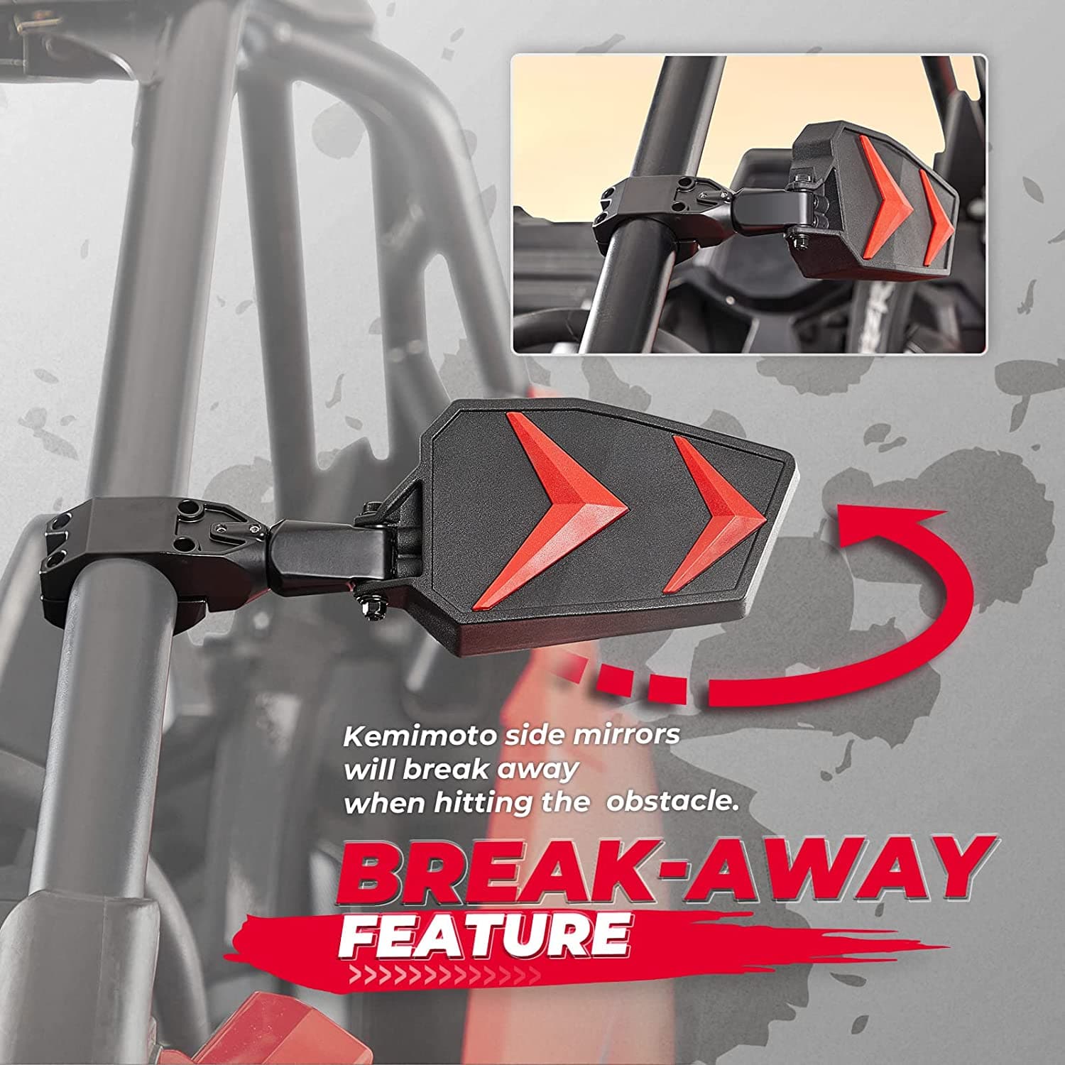 KEMIMOTO Specchietti Laterali UTV Coppia Roll-Bar 44-51 mm
