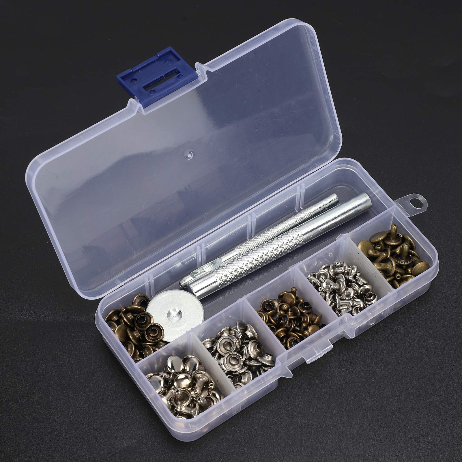 Kuuleyn Kit Rivetti Pelle 120 Pezzi 6/8mm Doppia Calotta