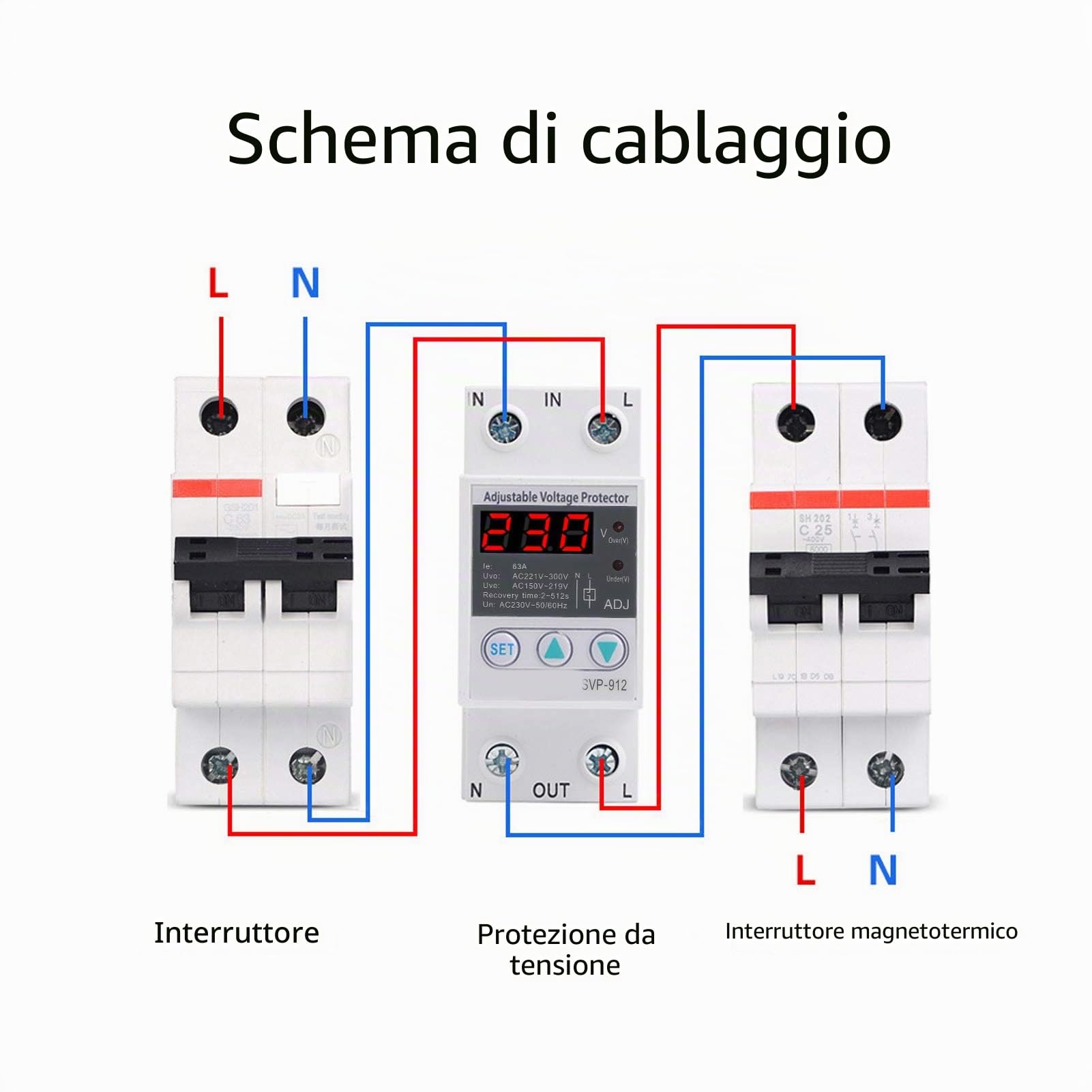 Kuuleyn SVP-912 Rele Protezione Tensione 230V 63A Voltmetro