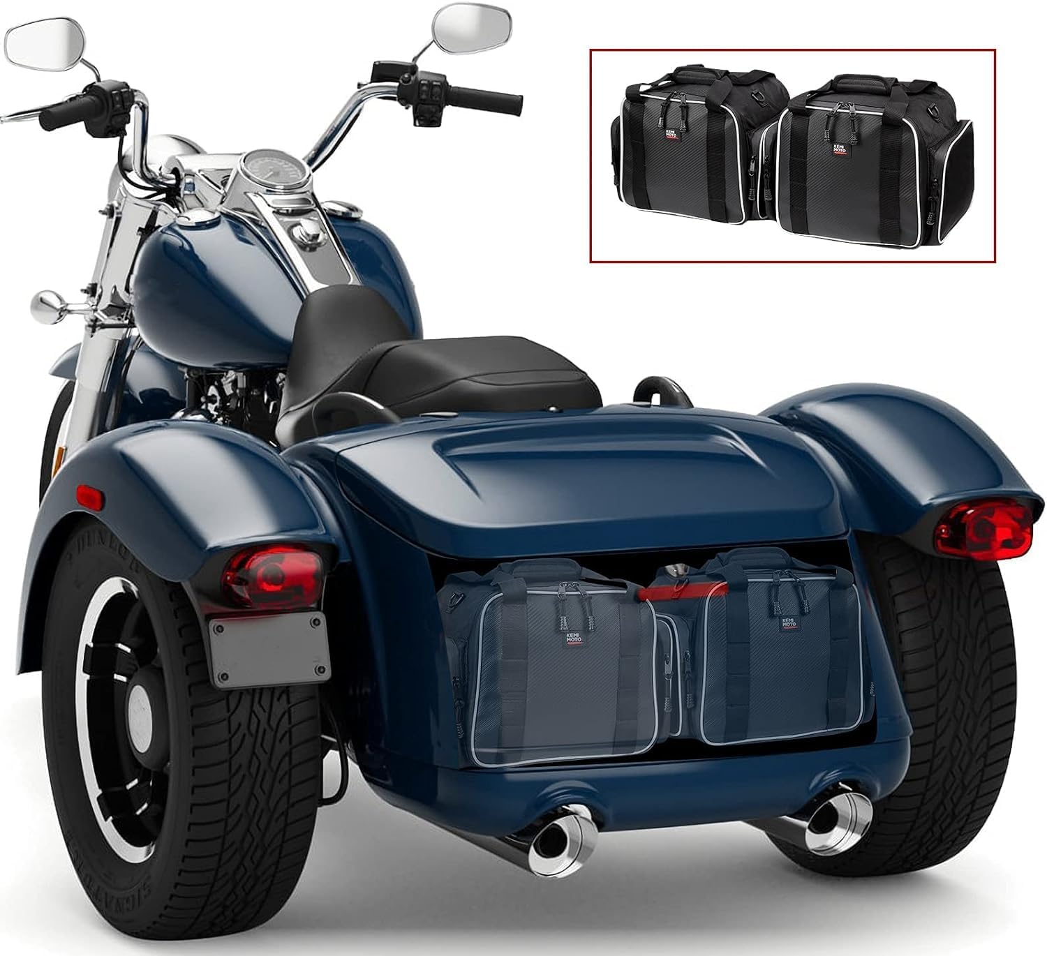 KEMIMOTO borse bauletto Harley Tri Glide 2009-2025 coppia nera