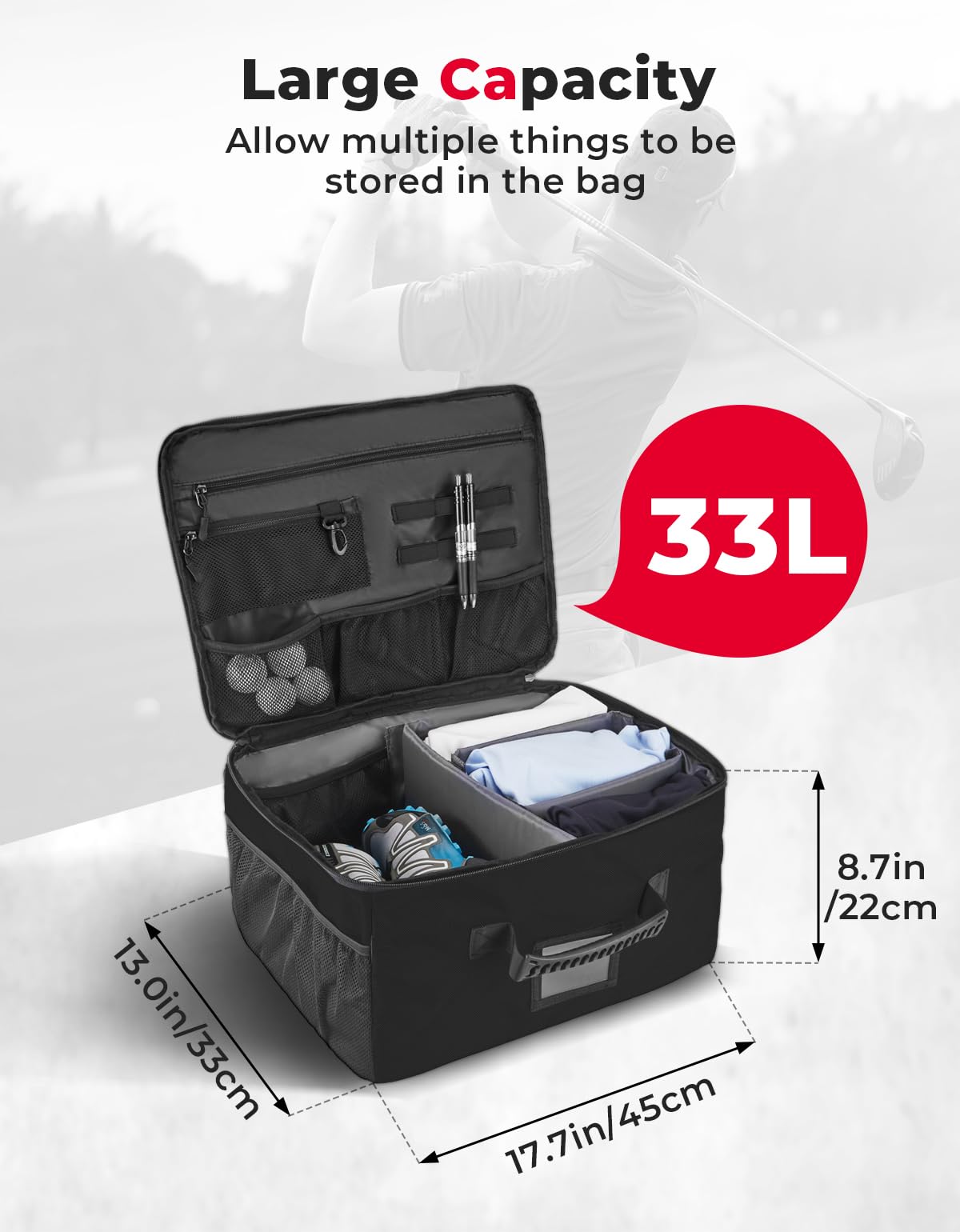 KEMIMOTO Organizer Baule Auto Golf 33L Pieghevole Impermeabile