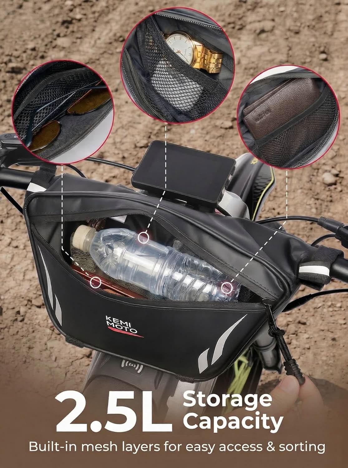 Kemimoto Borsa Manubrio Moto 2,5L impermeabile