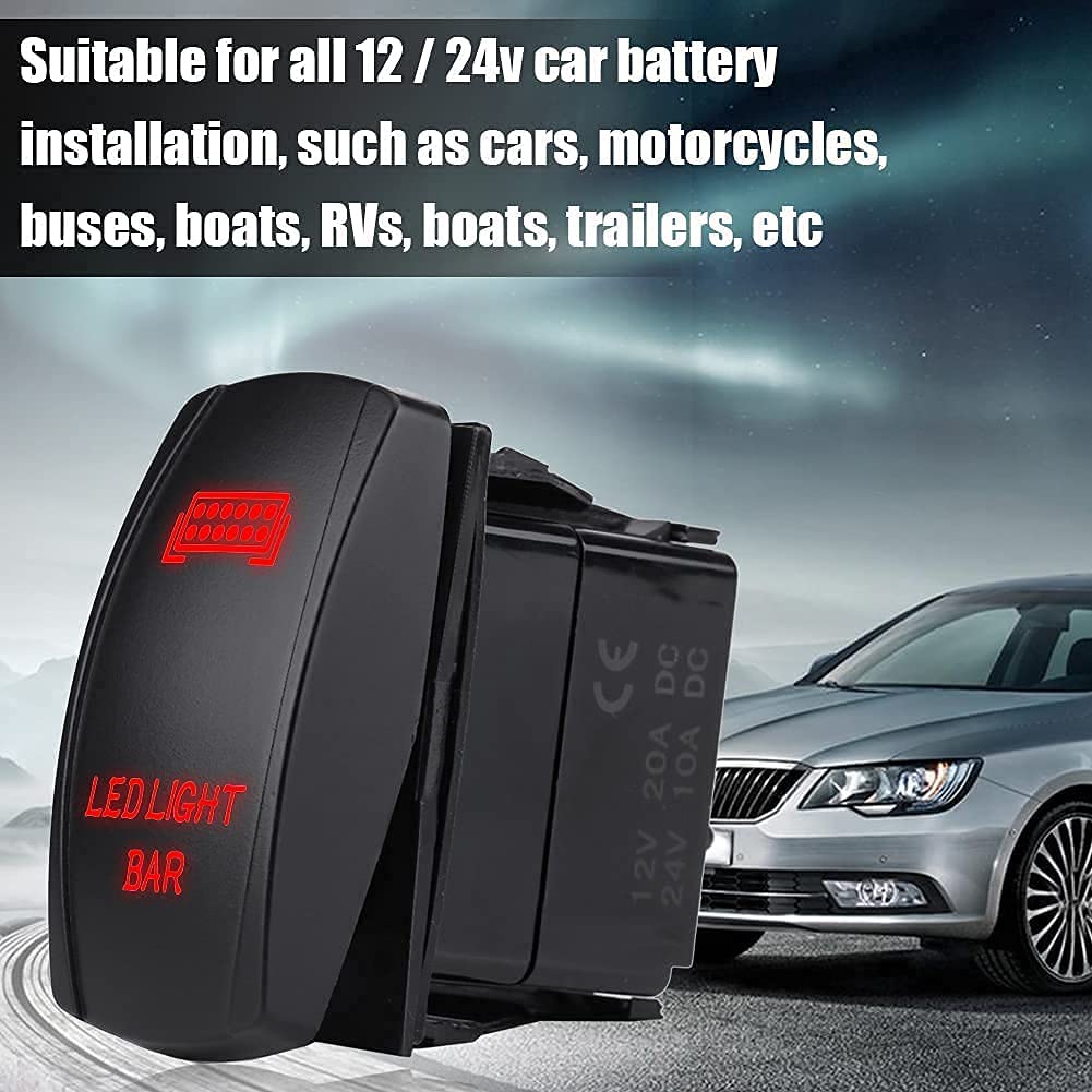 Kuuleyn Interruttore a Bilanciere Impermeabile Rosso 12V 24V