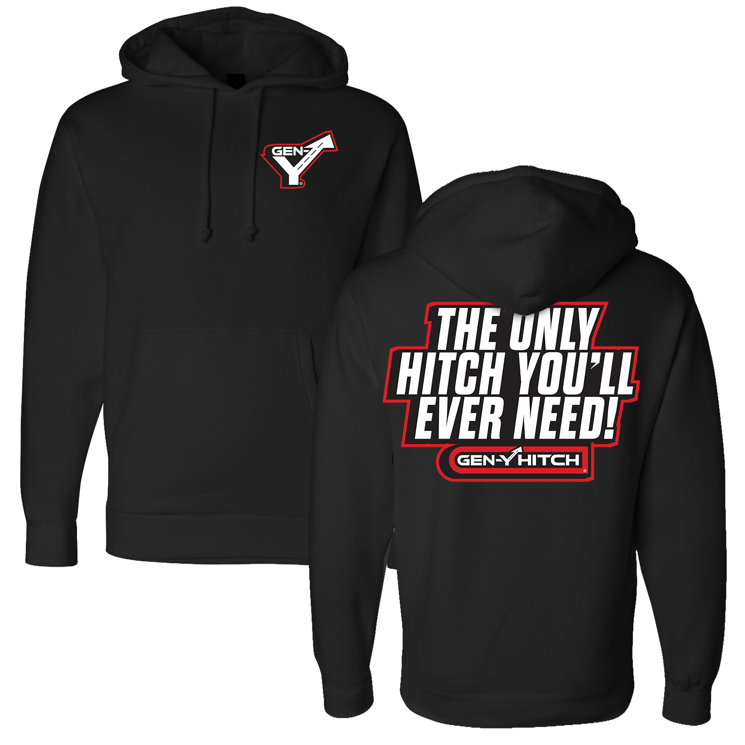 GEN-Y Hitch Only Hitch Felpa cappuccio nera cotone pesante