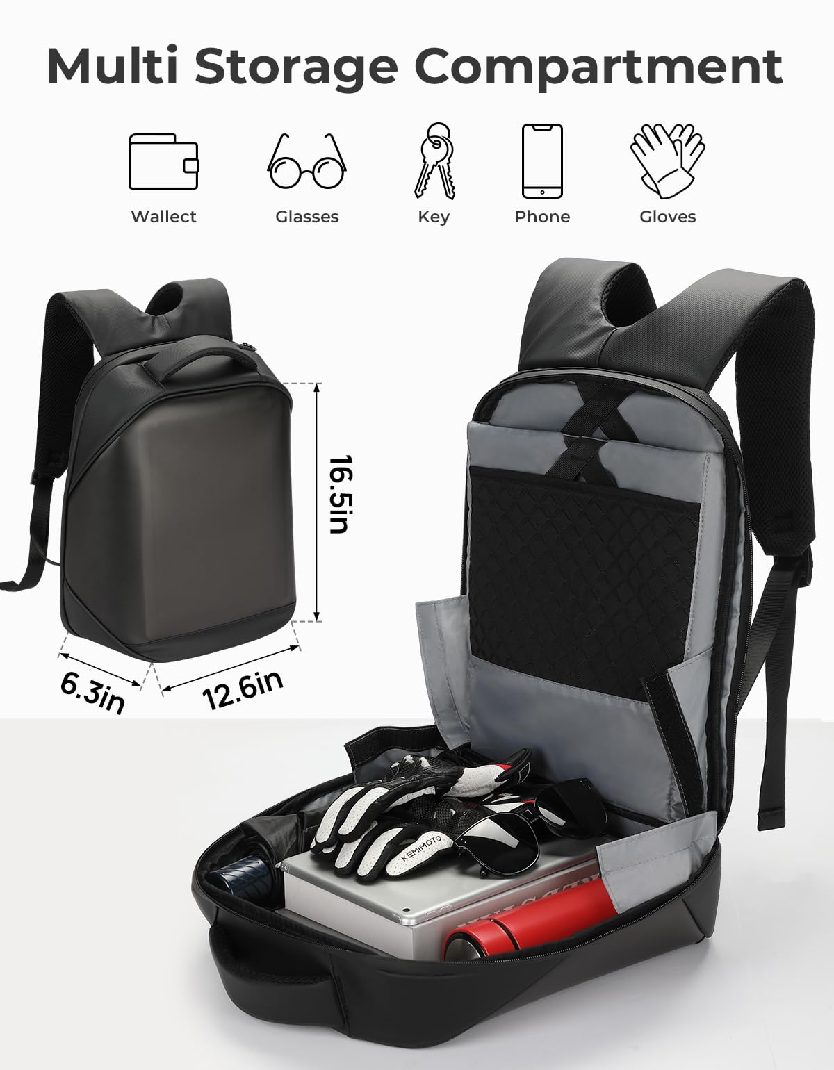 KEMIMOTO LED zaino moto programmabile impermeabile