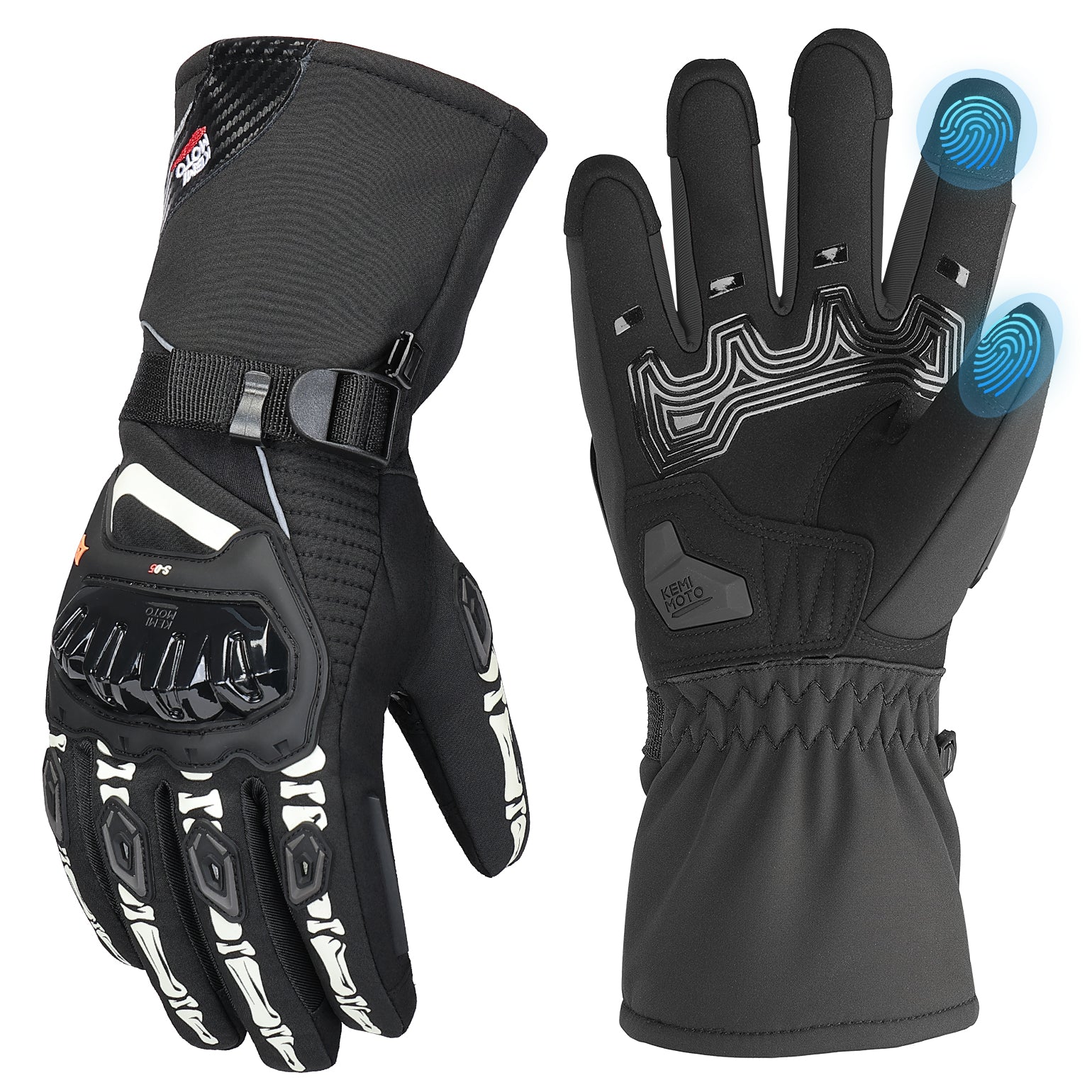 KEMIMOTO guanti moto invernali touchscreen beige antipioggia