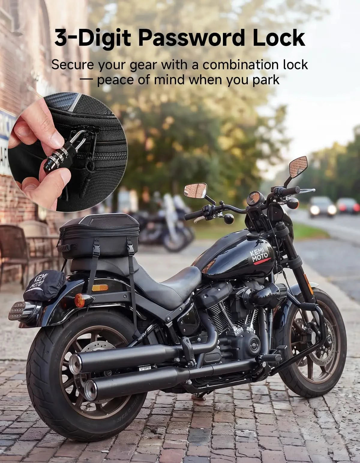 KEMIMOTO borsa codino moto rigida EVA 11-21L con lucchetto
