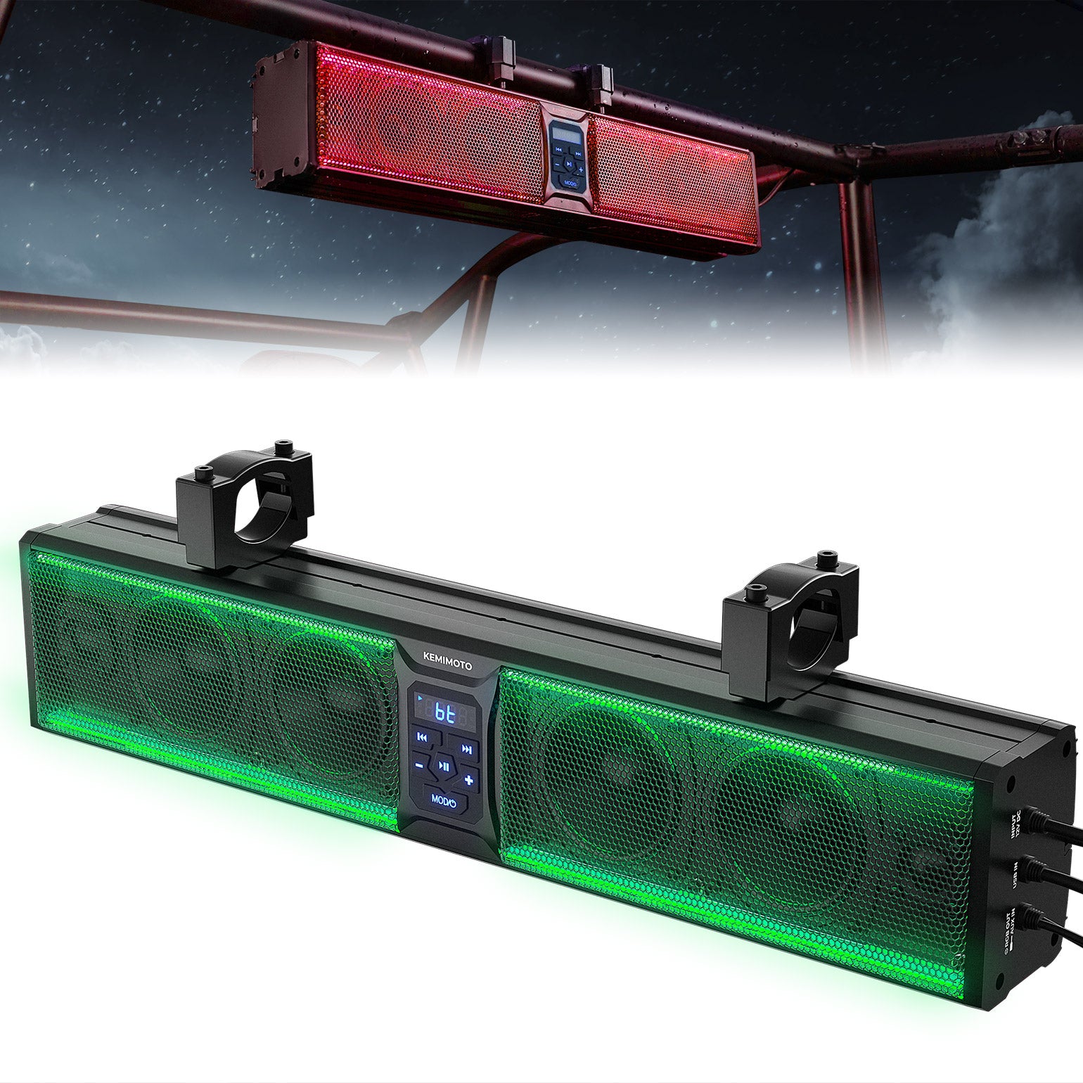Kemimoto Soundbar 26" RGB barra audio UTV 500W IP65