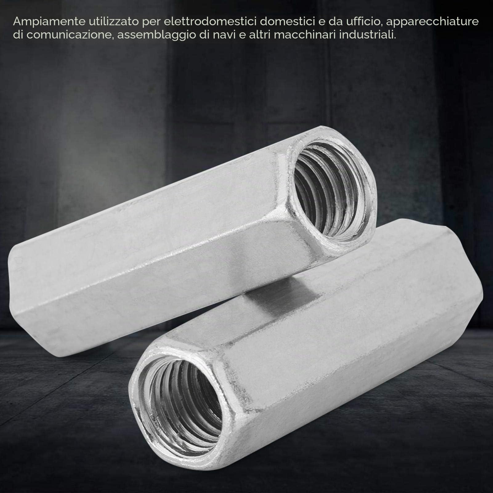 Kuuleyn M12x50 Dado Esagonale Lungo 5 Pezzi Acciaio Zincato