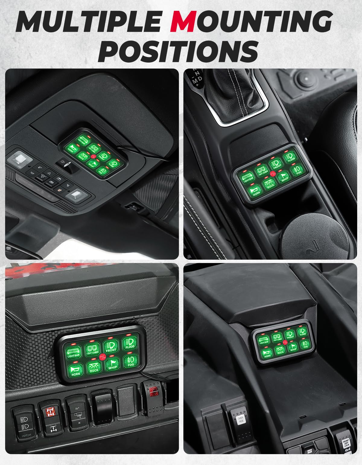 KEMIMOTO 8 Gang Pannello Interruttori 12-24V 8 Tasti Verde