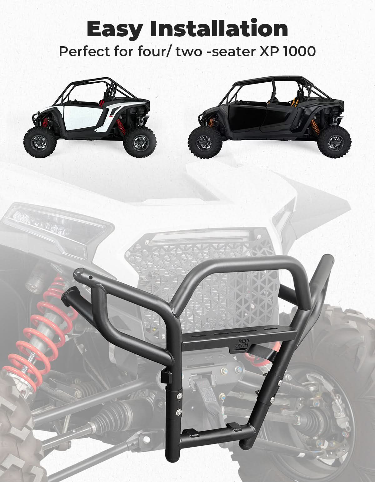KEMIMOTO RZR XP 1000 paraurti anteriore acciaio nero