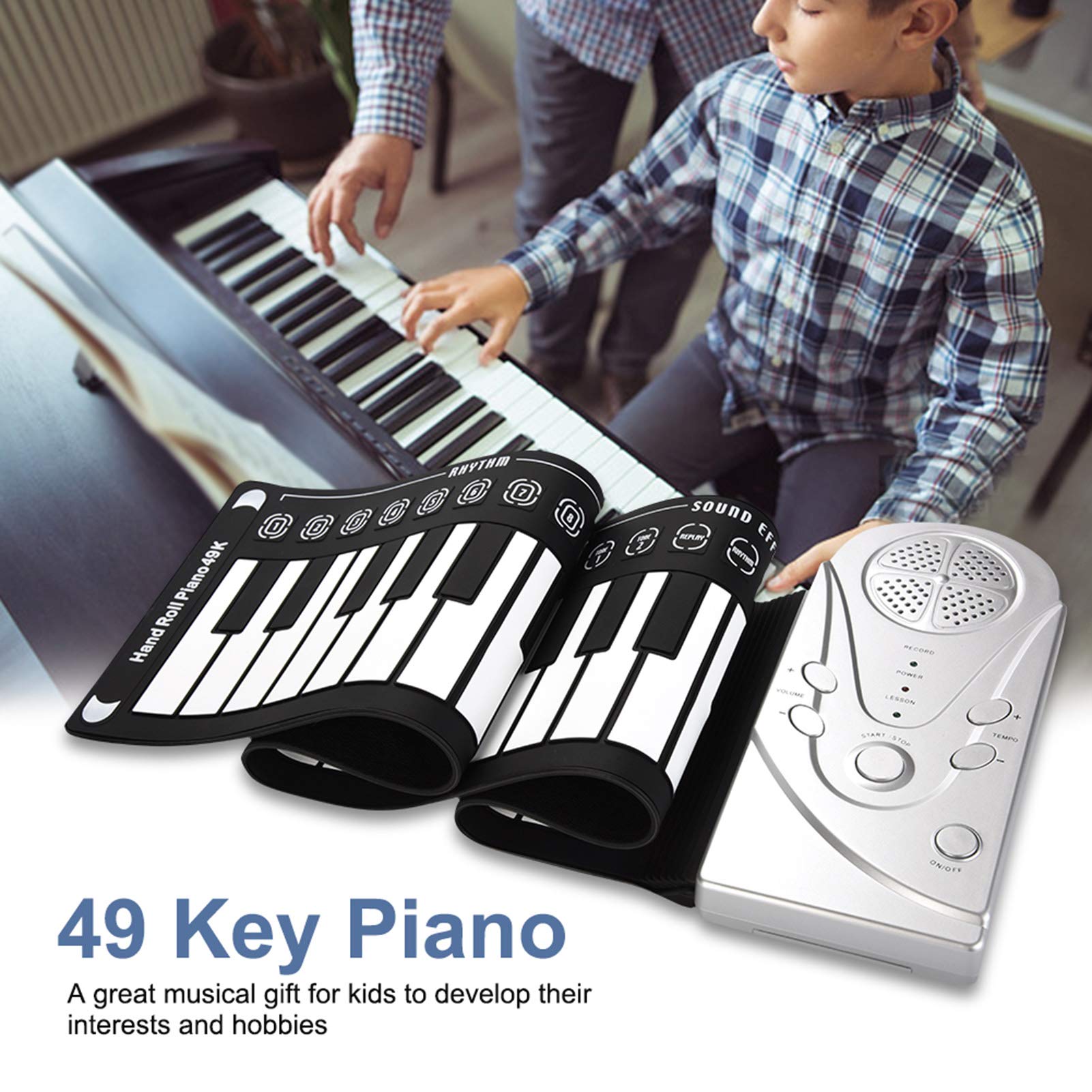 Kuuleyn Tastiera Arrotolabile 49 Tasti Argento Bambini