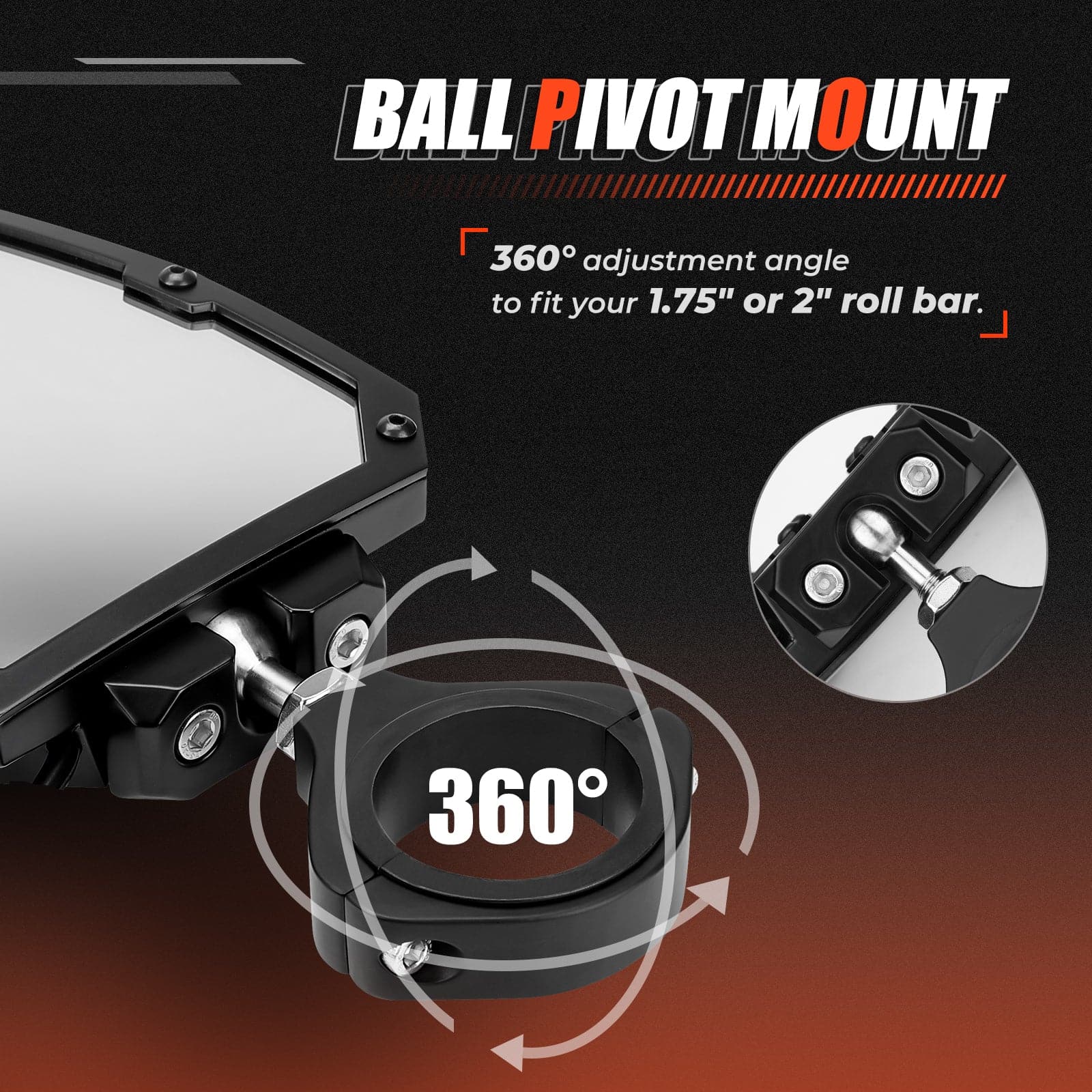 Kemimoto specchietti laterali UTV LED coppia 1,75-2 pollici