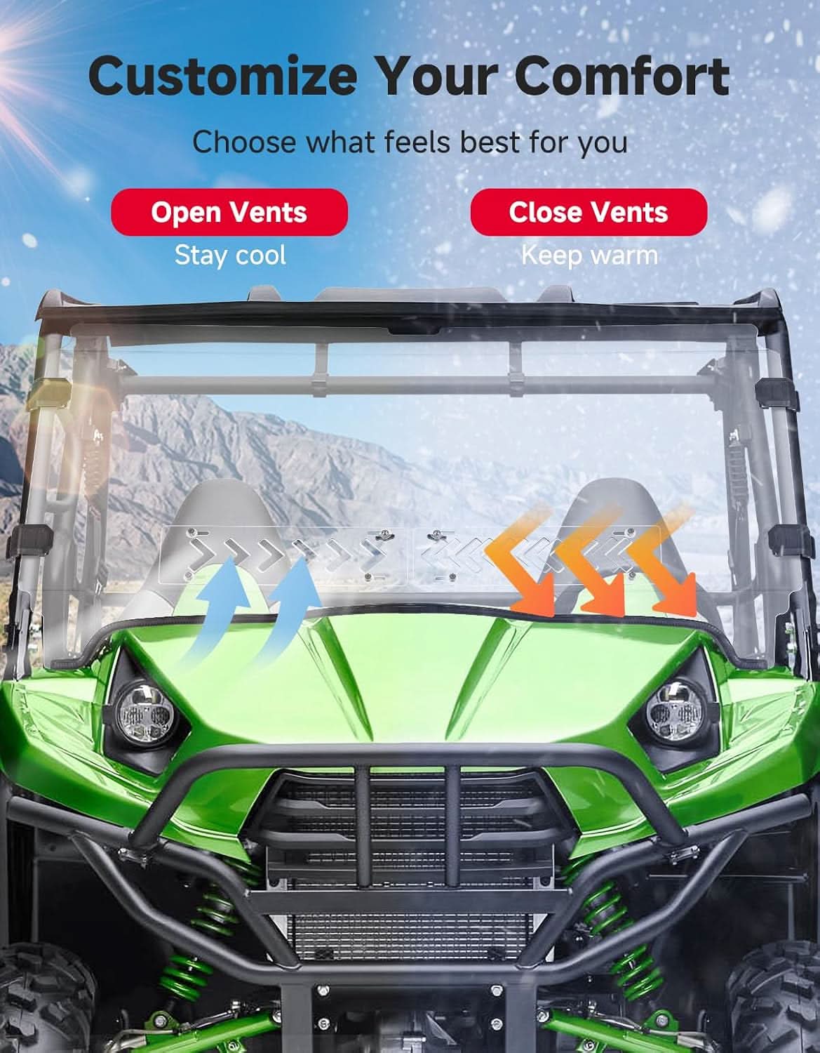 KEMIMOTO Parabrezza Anteriore Ventilato Kawasaki Teryx 800 in PC