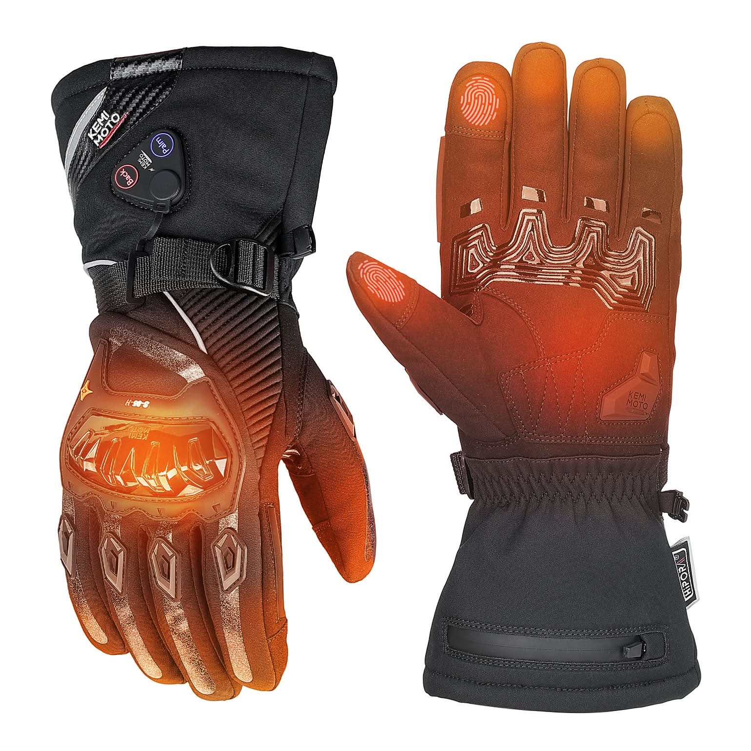 KEMIMOTO guanti riscaldati moto neri 5 strati touchscreen