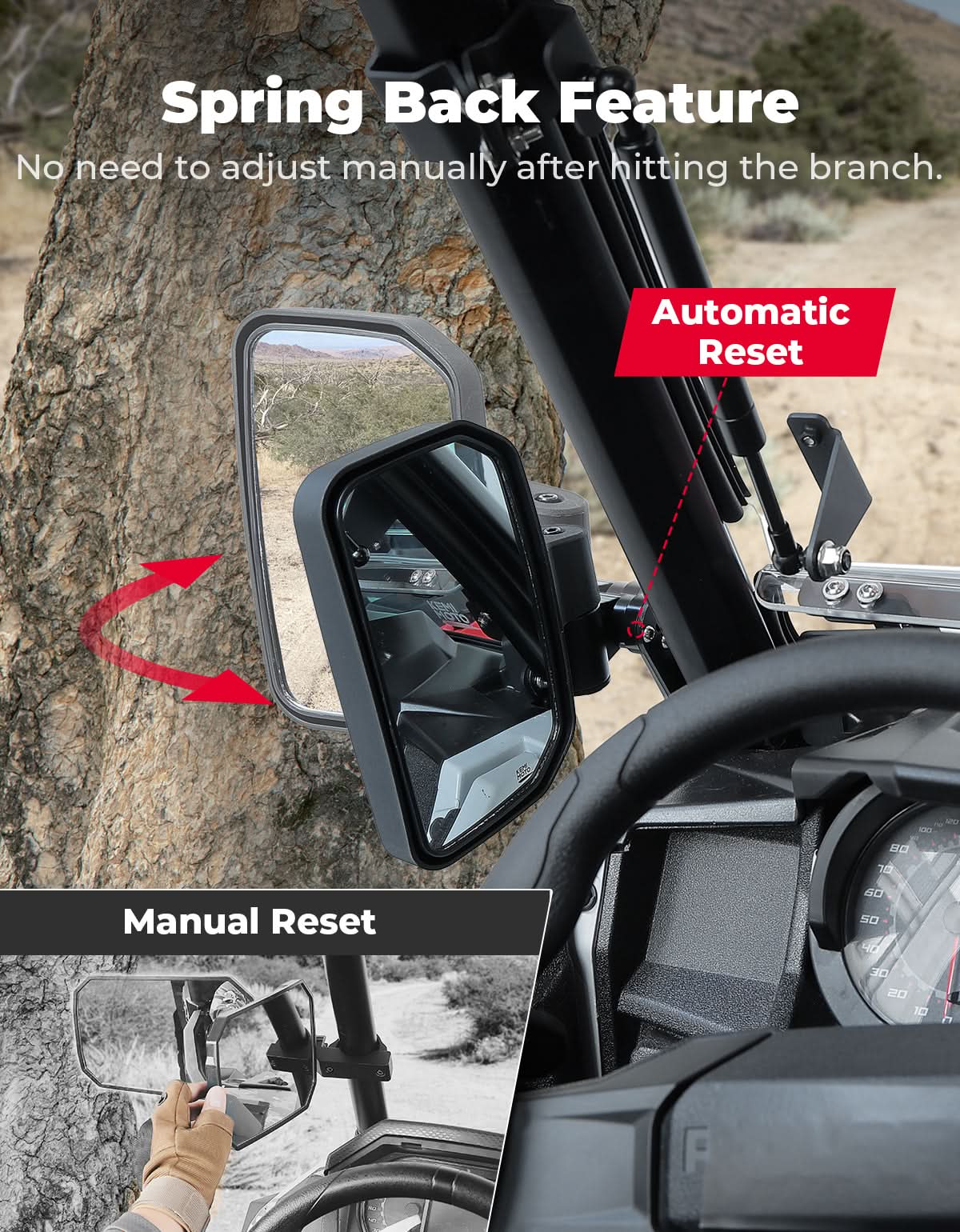 KEMIMOTO Specchietti Laterali Polaris General 1000 Richiudibili