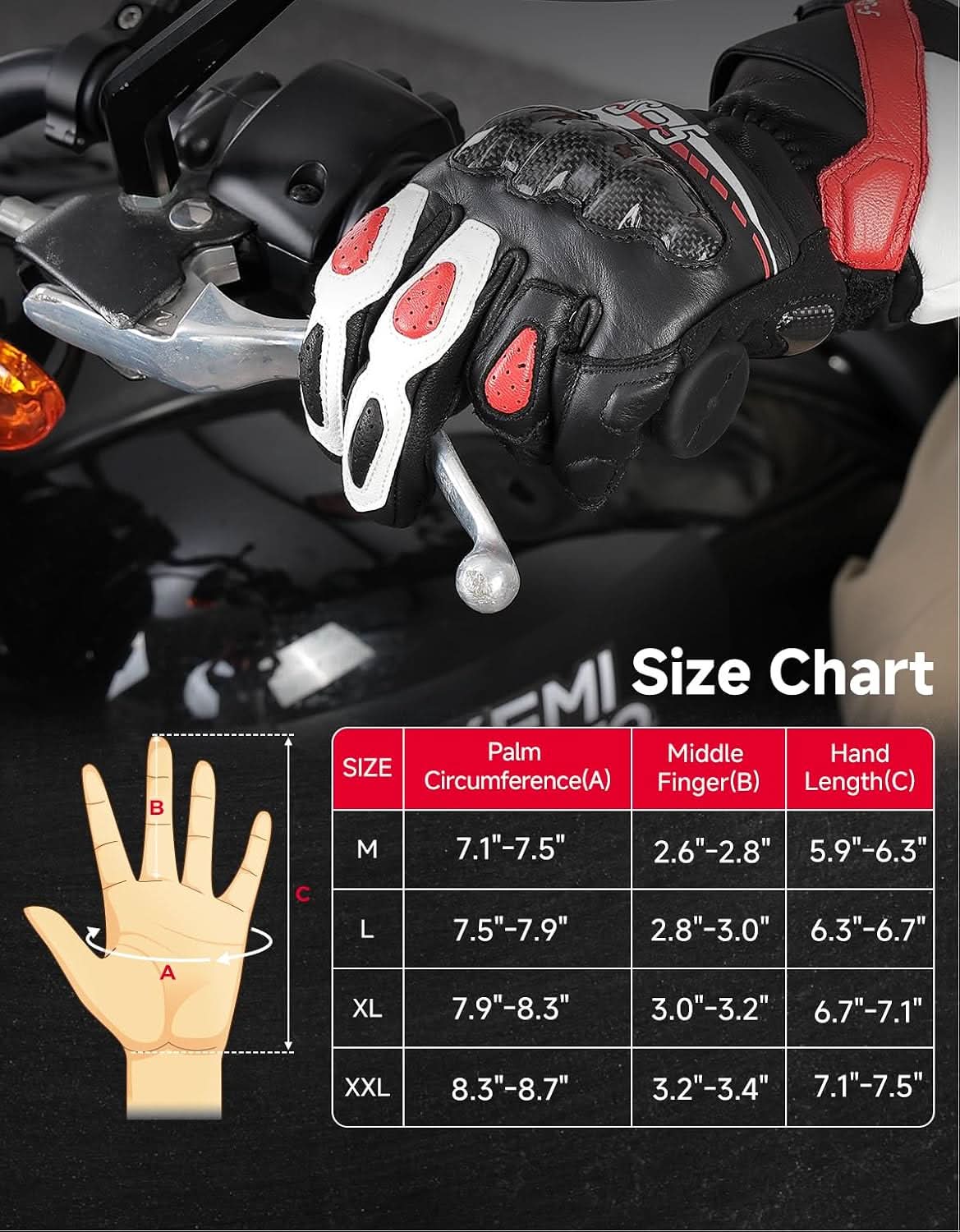 Kemimoto guanti moto pelle touchscreen neri taglia L